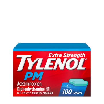 Tylenol PM Extra Strength Nighttime Pain Reliever & Sleep Aid Caplets, Fast, Strong Pain Relief, 500 mg Acetaminophen & 25 mg Diphenhydramine HCl, Non-Habit Forming Medicine for Aches & Cramps, 100 Ct Tylenol uk supplements