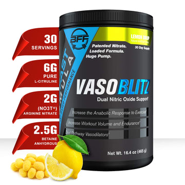 VASOBLITZ Award Winning Dual Nitric Oxide Pre Workout with NO3T Arginine Nitrate BFF Build Fast Formula uk supplements