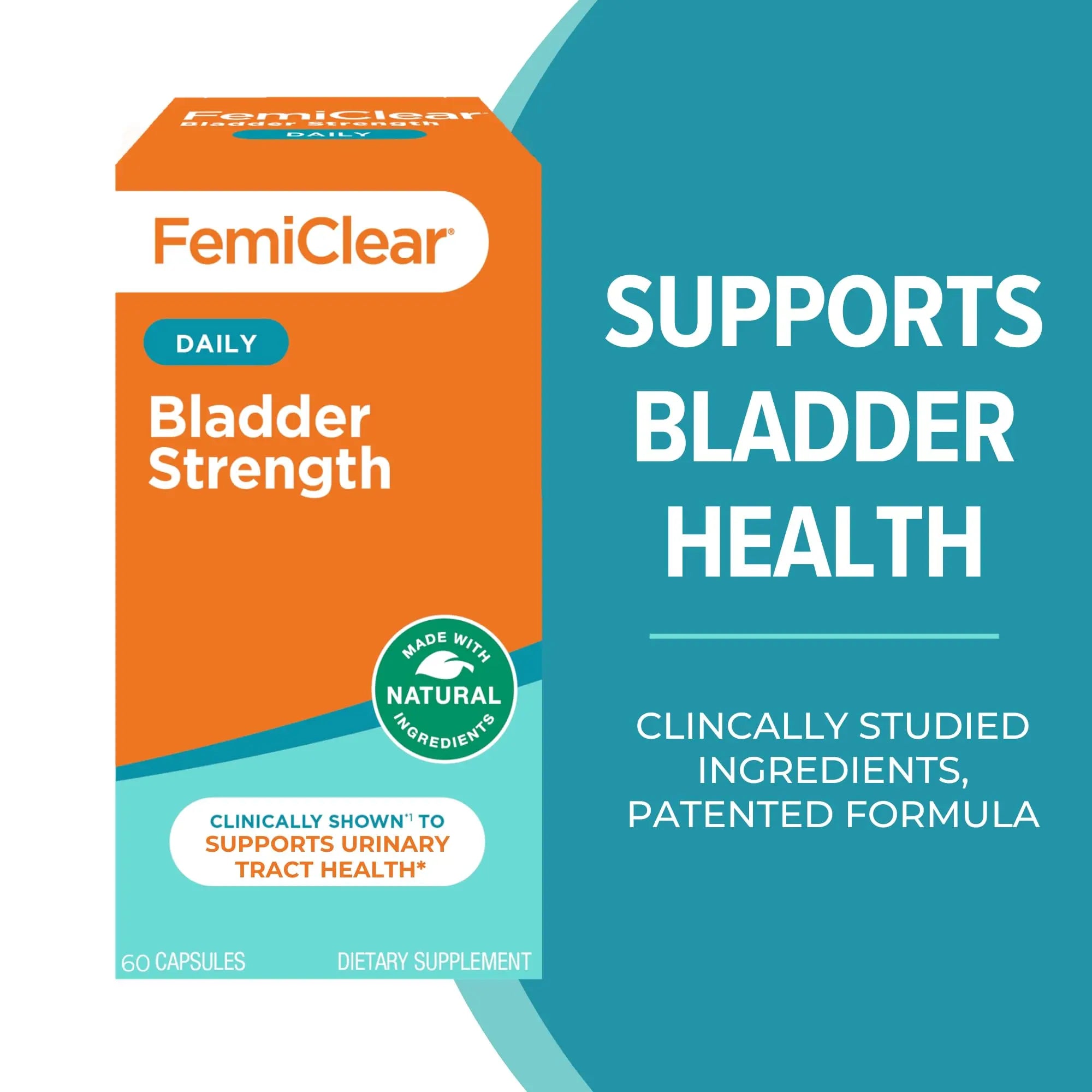 FemiClear Bladder Strength Supplement | Bladder Control & Wellness | 60 Capsules, 30 Day Supply | Made with Natural Ingredients | for Women & Men FemiClear uk supplements