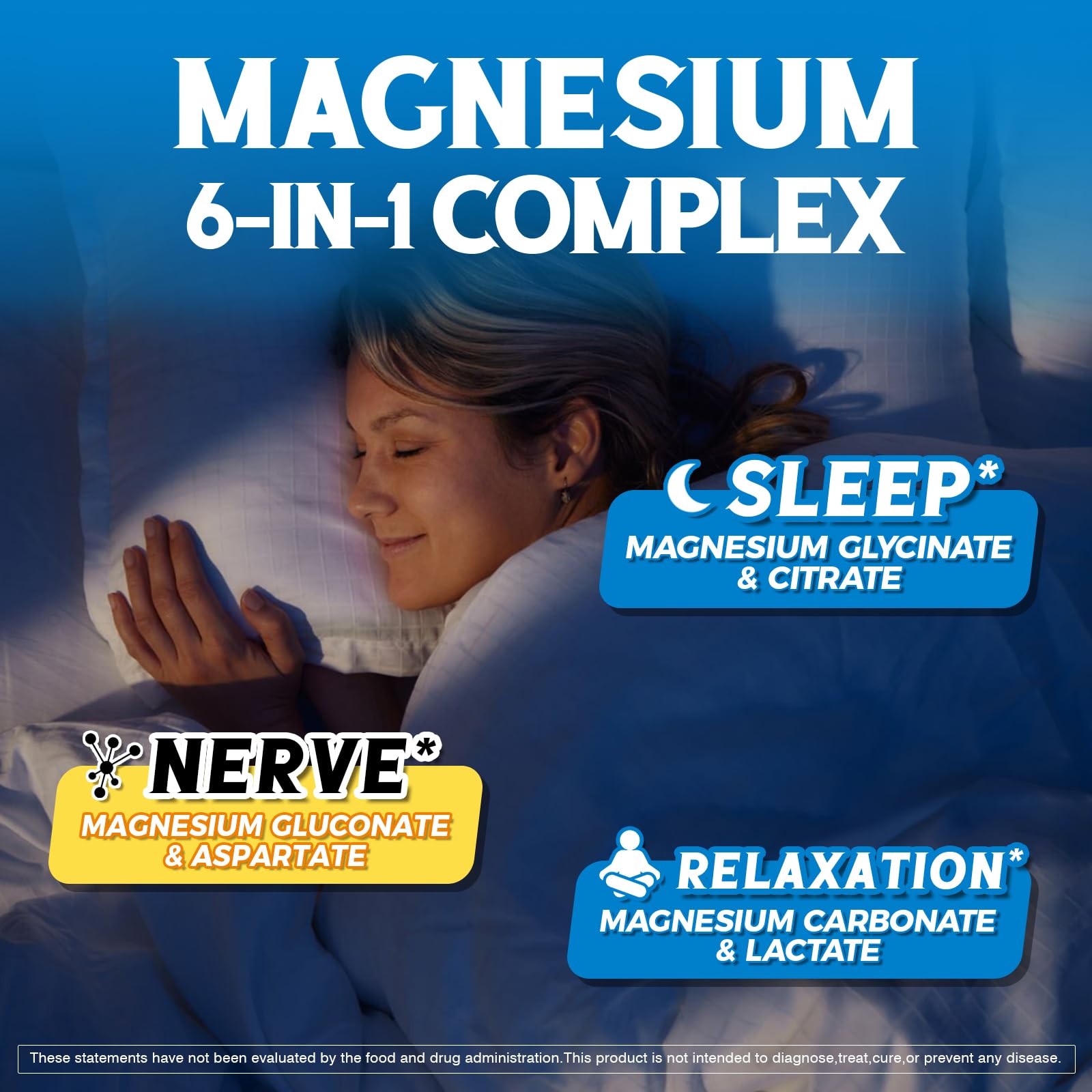 Vitalibre 6 in 1 Magnesium Complex for Women Men, 260mg Elemental Magnesium | Max Absorption | Chelated Magnesium Supplement for Bone, Relaxation & Nerves Support | Non-GMO, 120 Vegan Capsules Vitalibre uk supplements