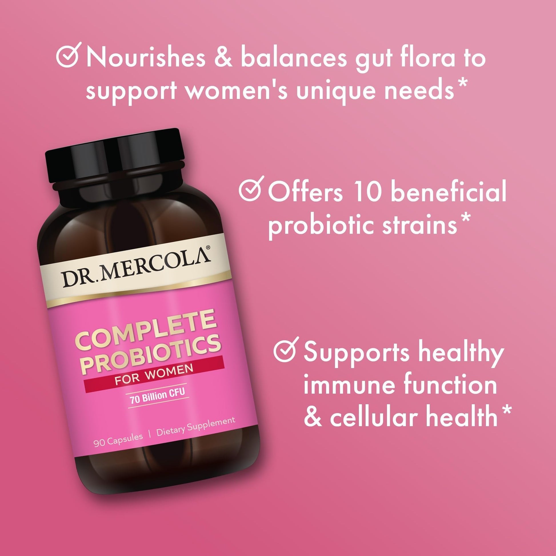 Dr. Mercola Complete Probiotics for Women - Supports Gut, Vaginal & Immune Health - Contains Lactobacillus Strains - Non-GMO, Gluten-Free & Soy-Free - 90 Capsules (90 Servings) Dr. Mercola uk supplements