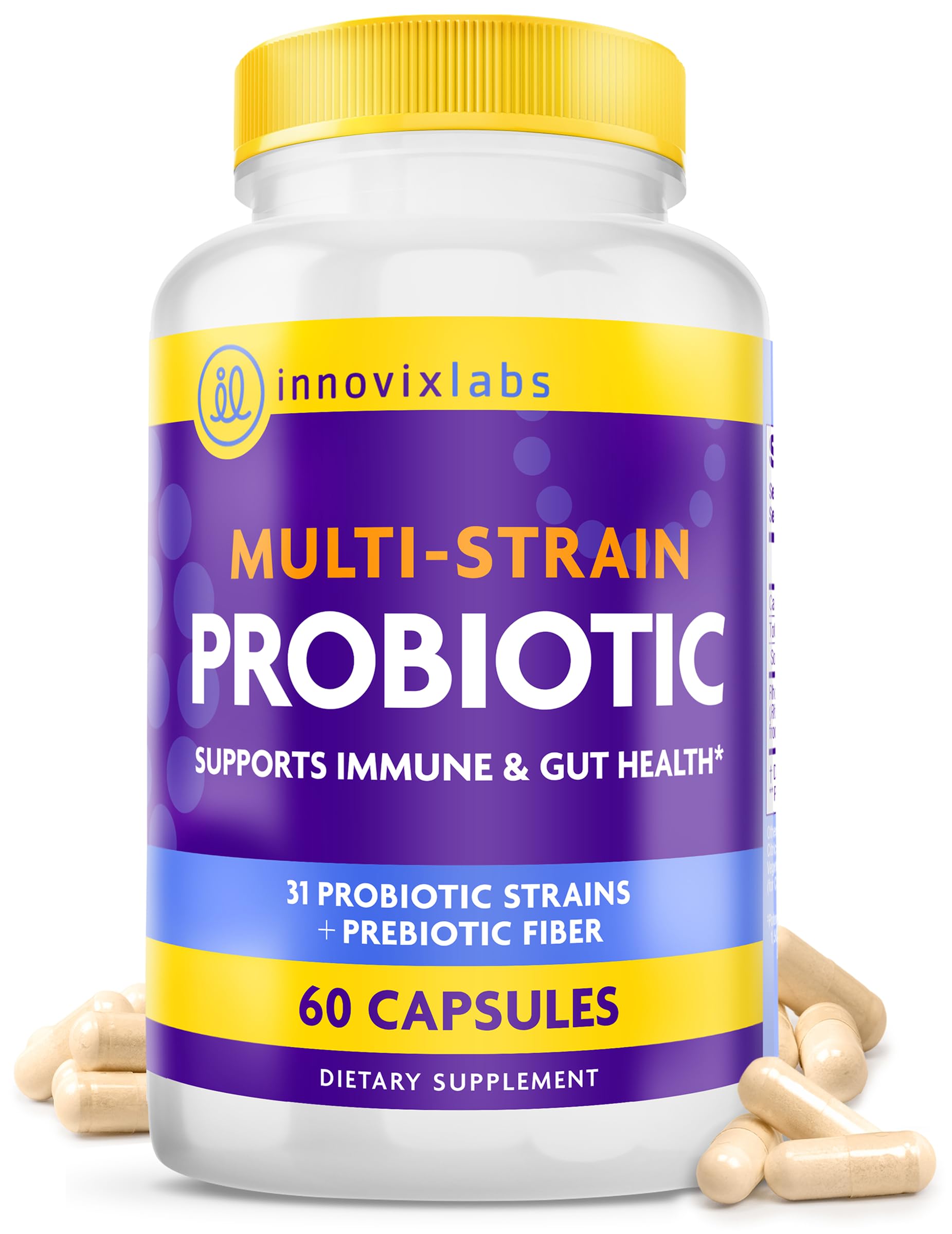 InnovixLabs Multi Strain Probiotics for Women & Men - Probiotic Supplement - 50 Billion CFU - Gut Health, Immune Support, Digestion, Lactobacillus Acidophilus, Prebiotics and Probiotics, 60 Capsules InnovixLabs uk supplements