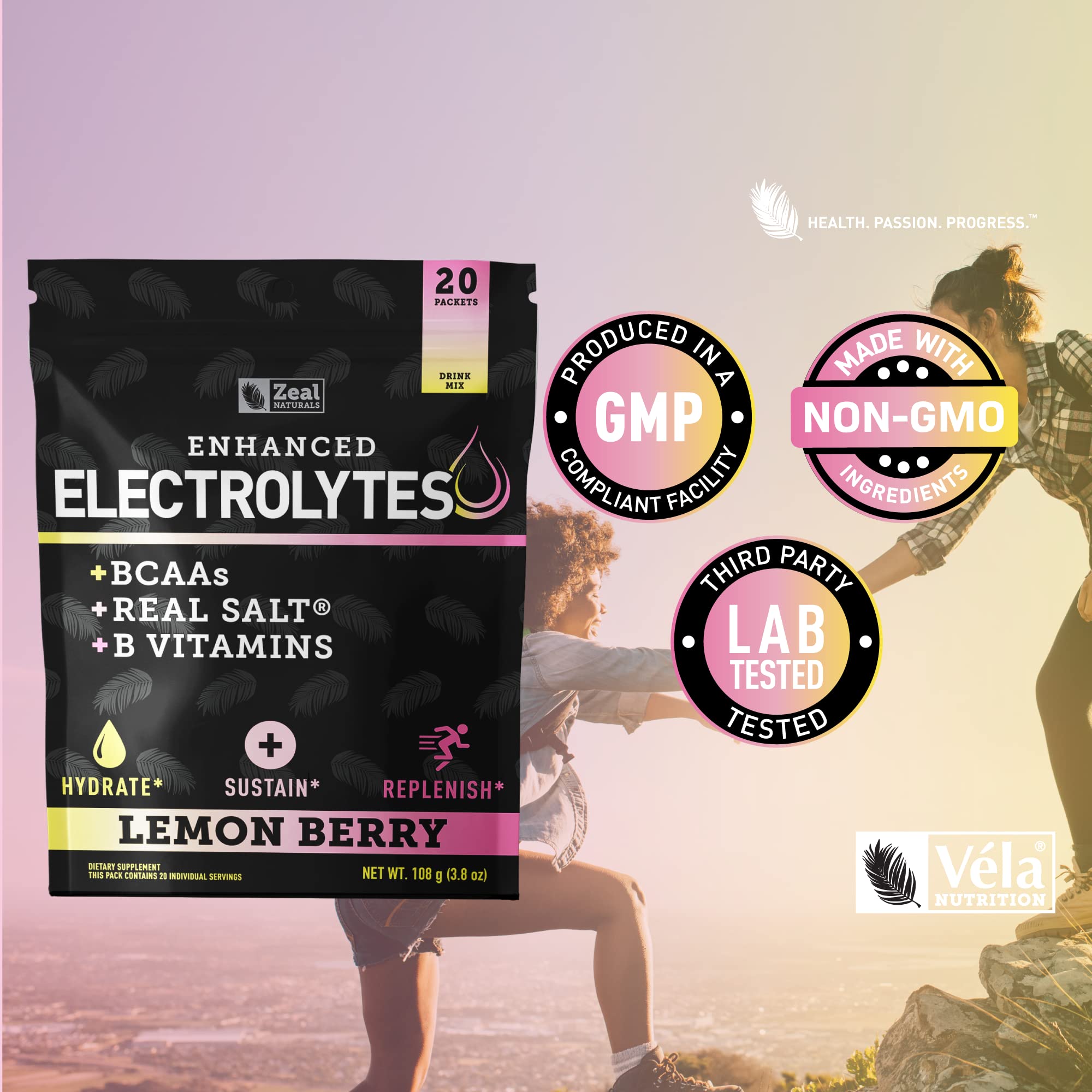Enhanced Powder Stick Packs (Lemon Berry - 20 Packets) Sugar Free + BCAA B-Vitamins Zeal Naturals uk supplements