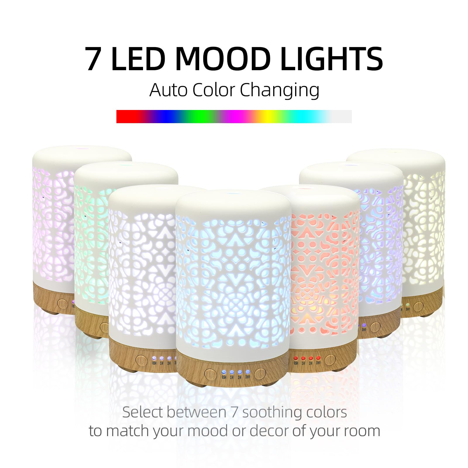 Essential Oil Diffusers, 100ml White Ceramic Diffuser with 7 LED Lights,Ultrasonic Aromatherapy homnas uk supplements