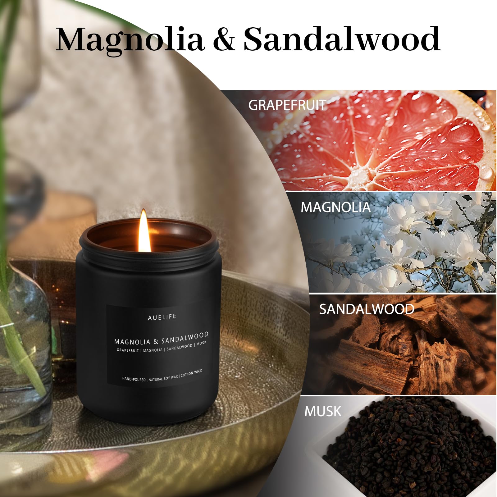 Scented Candles Set | Men Candles Set, Candles for Men Scented Candles for Home - 4 Pack Candles Scents Auelife uk supplements