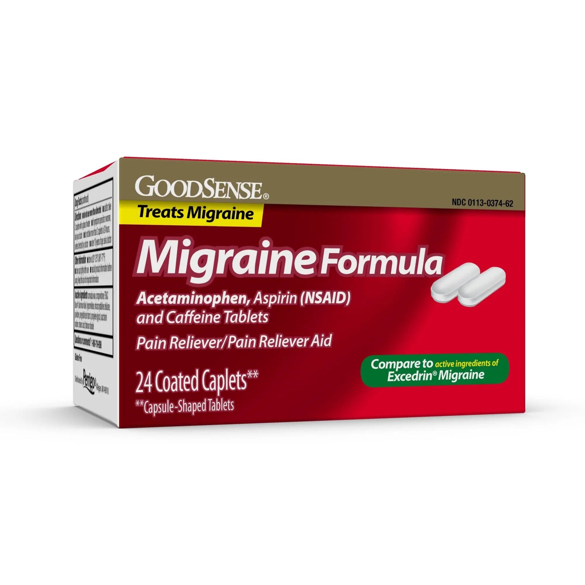 GoodSense Migraine Formula Caplets - Acetaminophen, Aspirin (NSAID) & Caffeine - Migraine Pain Relief, 24 Count GoodSense uk supplements