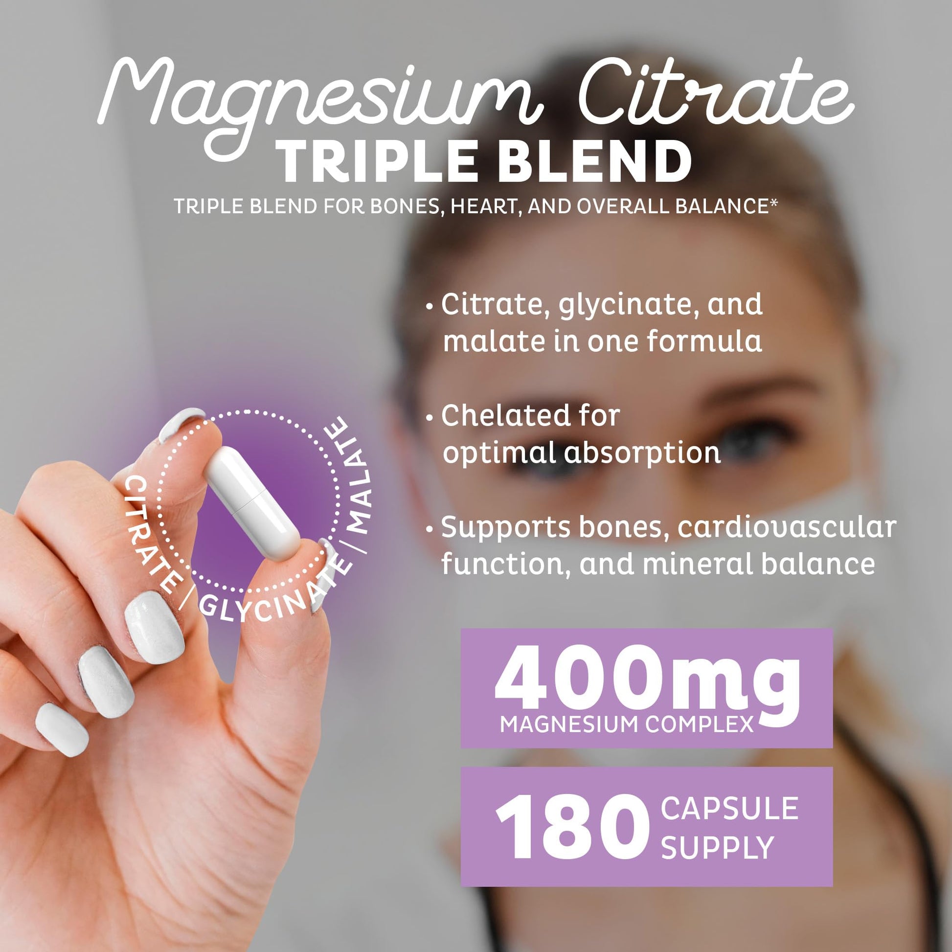 Zeal Naturals Triple Magnesium Complex Supplement - Glycinate, Malate, Citrate | 400mg, 180 Capsules | High Absorption Chelated Magnesium for Sleep, Mood, Muscle Recovery, Relaxation Zeal Naturals uk supplements