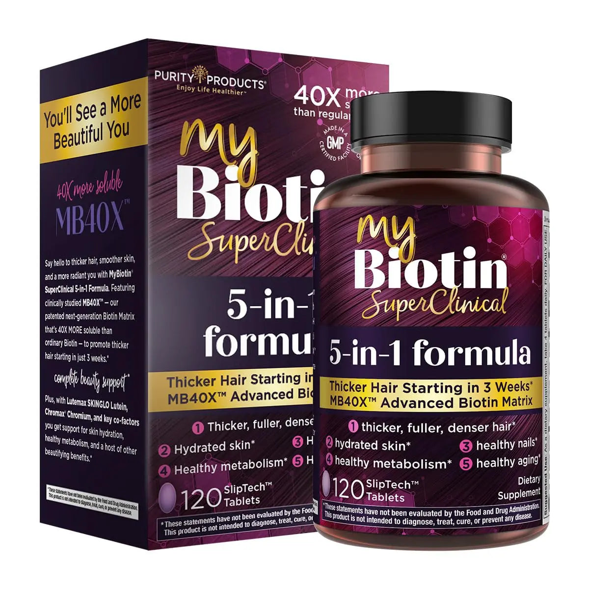 Purity Products MyBiotin SuperClinical New 5-in-1 Elite Multivitamin + MB40X Biotin Matrix Daily Multi - Thicker Hair Starting in 3 Weeks Purity Products uk supplements