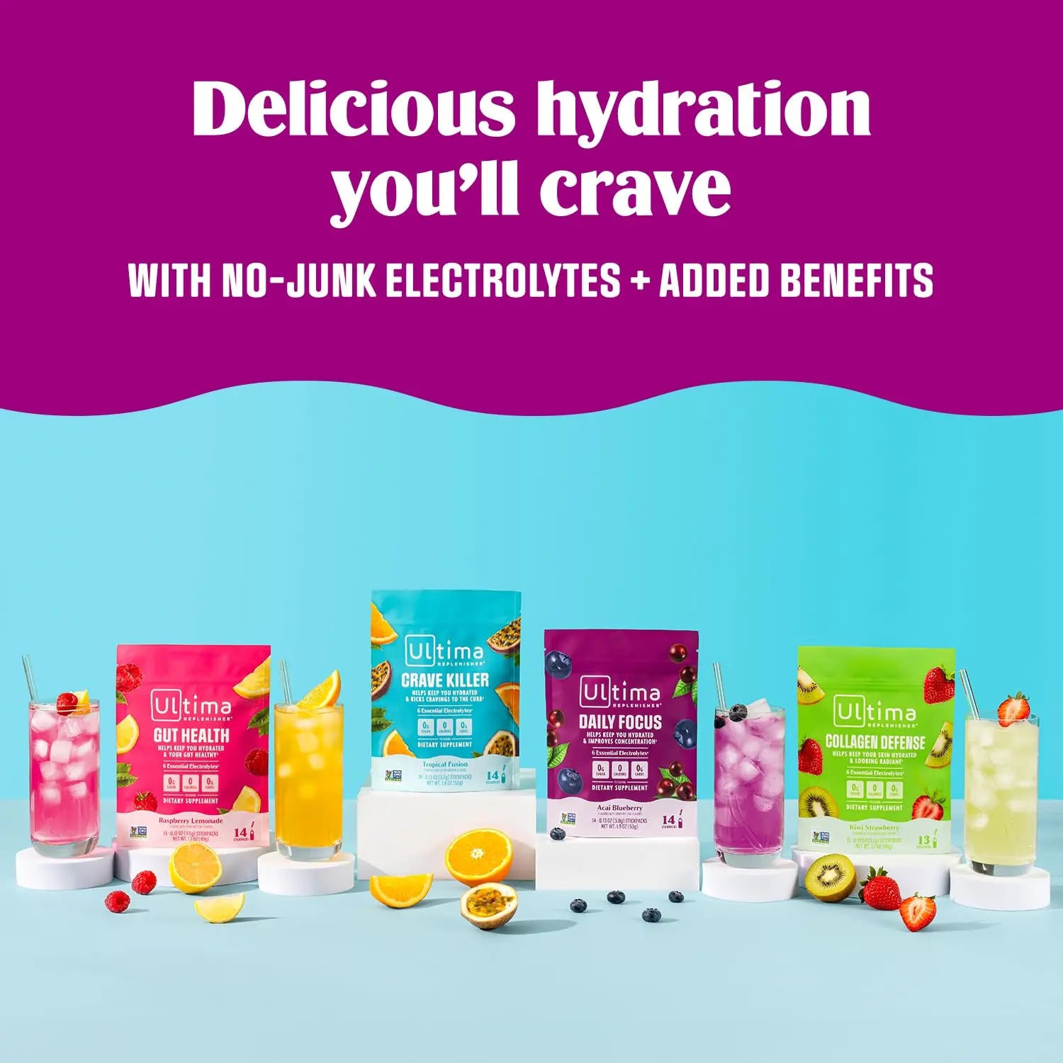 Ultima Replenisher Crave Killer Supplement and Electrolytes Powder – Tropical Fusion, 14 Stickpacks – Hydration Packets that Kick Cravings to The Curb Ultima Replenisher uk supplements