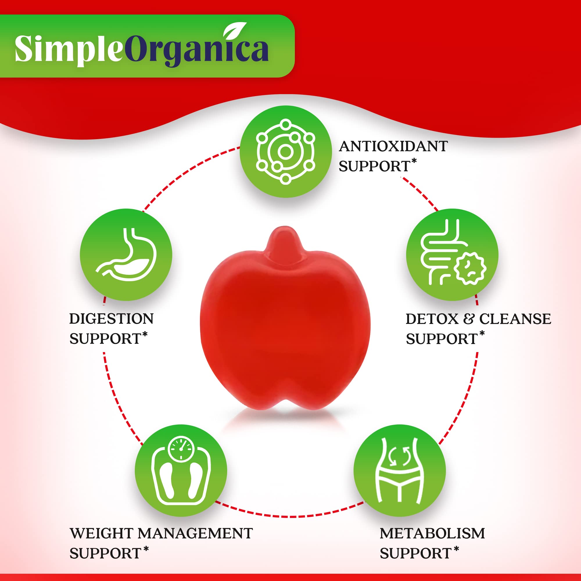 USDA Organic Apple Cider Vinegar Gummies with The Mother. AVC Keto Gummy Vitamins Simple Organica uk supplements