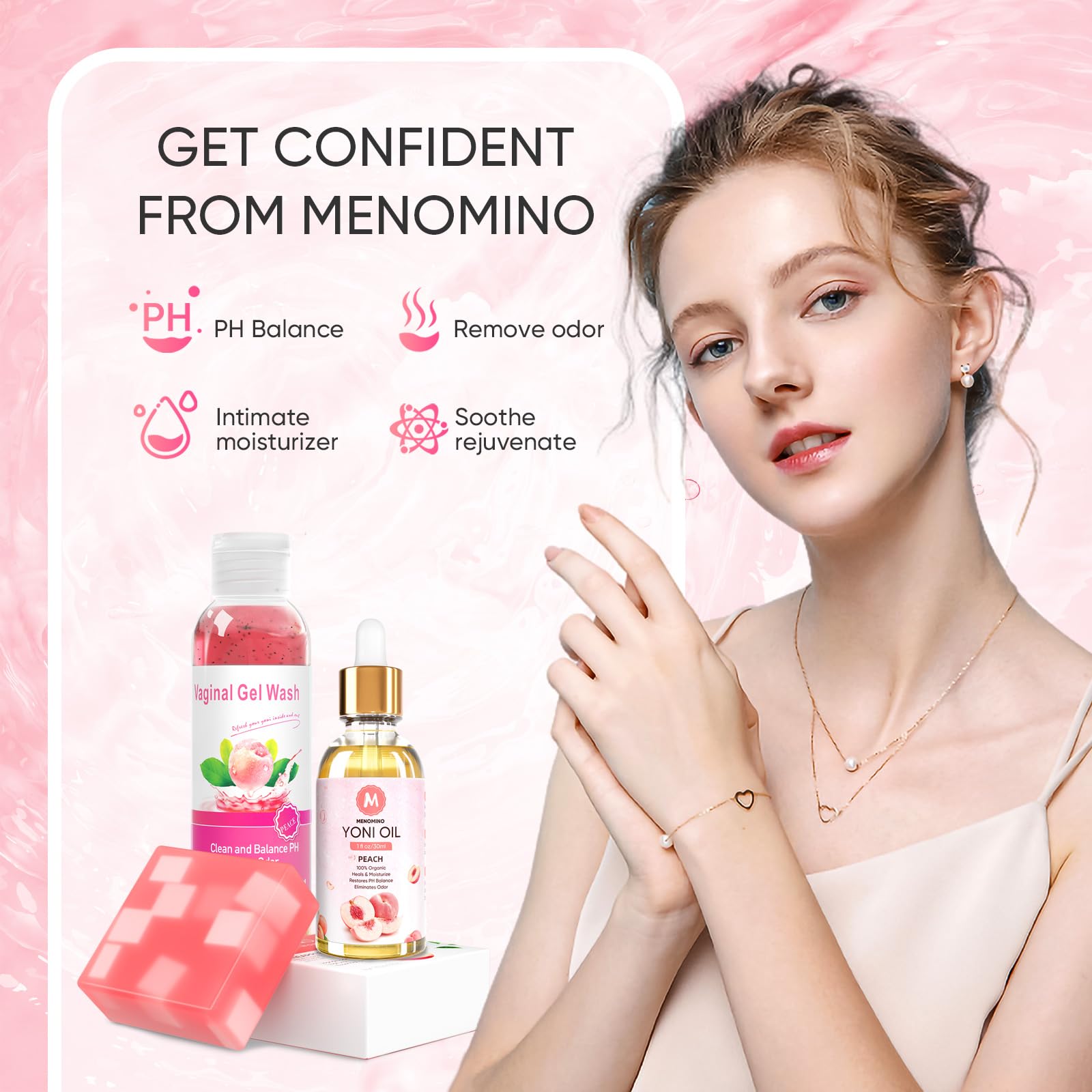 Feminine Wash & Yoni Oil & Yoni Soap Bar Set for Women, 1 Fl.Oz Natural Feminine Oil, Feminine MENOMINO uk supplements