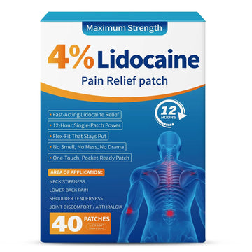 LOVPTFER 4% Lidocaine Pain Relief Patches – Maximum Strength Pain Patches, 12-Hour Long-Lasting Relief for Back, Neck, Shoulder & Joint Pain, Fast-Acting,–40 Count, 5.5” x 3.94” LOVPTFER uk supplements