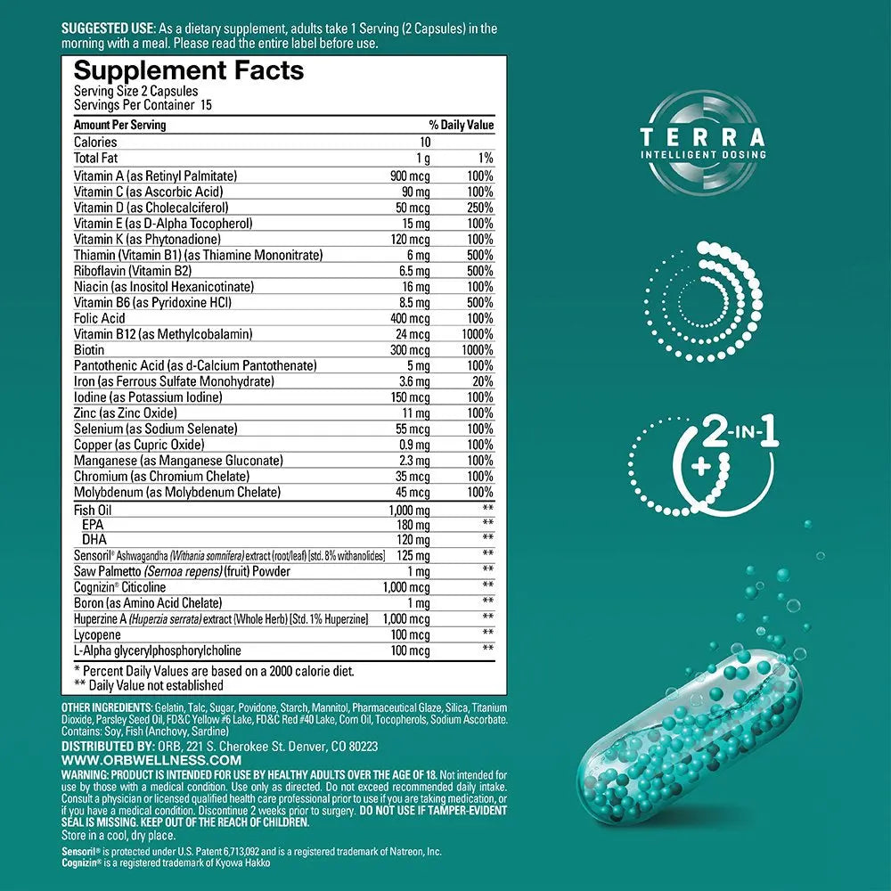 ORB Men’S MULTIVITAMIN + Fish Oil – A Complete Multi + Fish Oil |Heart Health Support, Antioxidant Support, Supports a Positive Mood Orb Wellness uk supplements