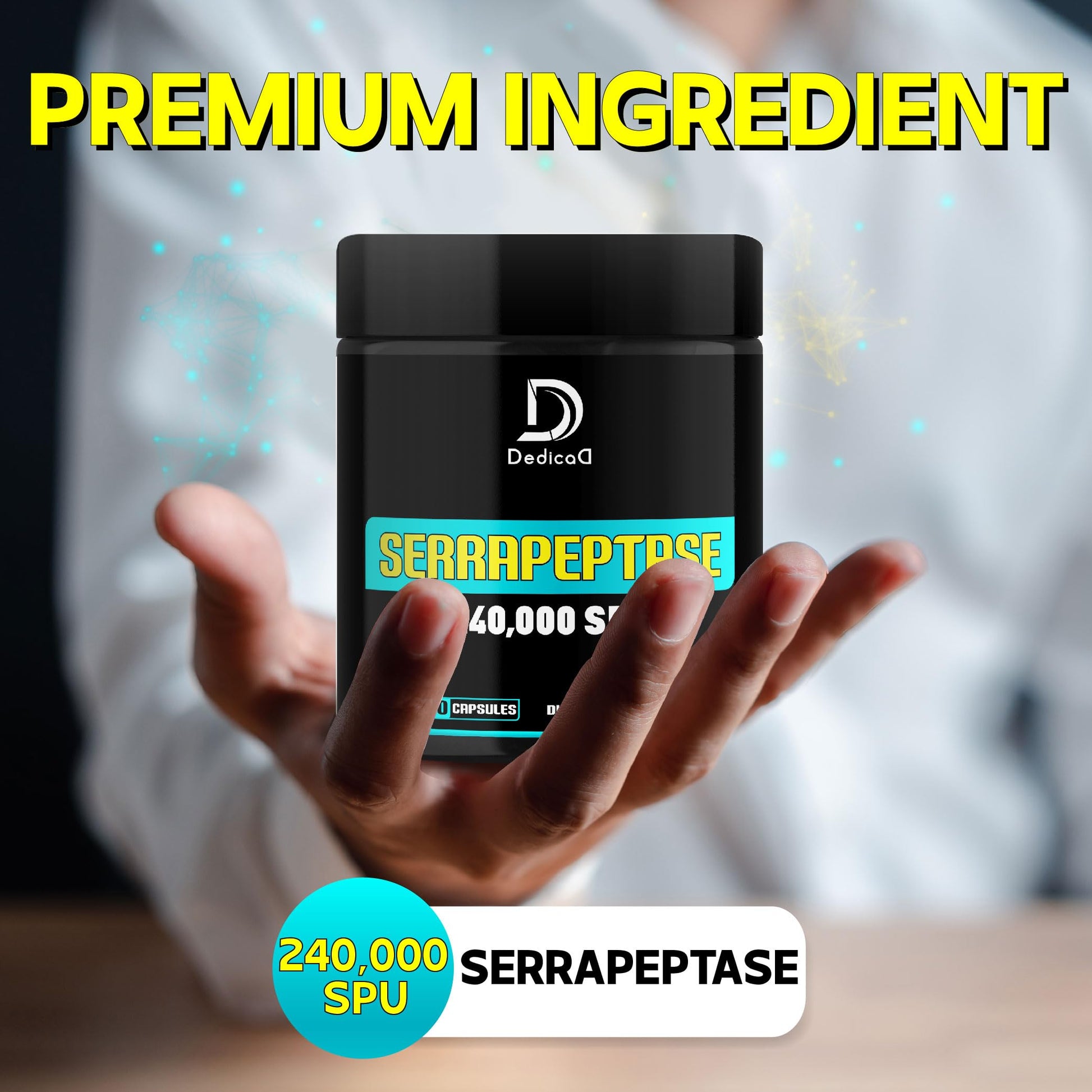 DEDICAD Serrapeptase Supplement 240,000 SPU - 150 Capsules for Smooth Breathing, Heart Health & Immune System Support - 75-Serving Supply DEDICAD uk supplements