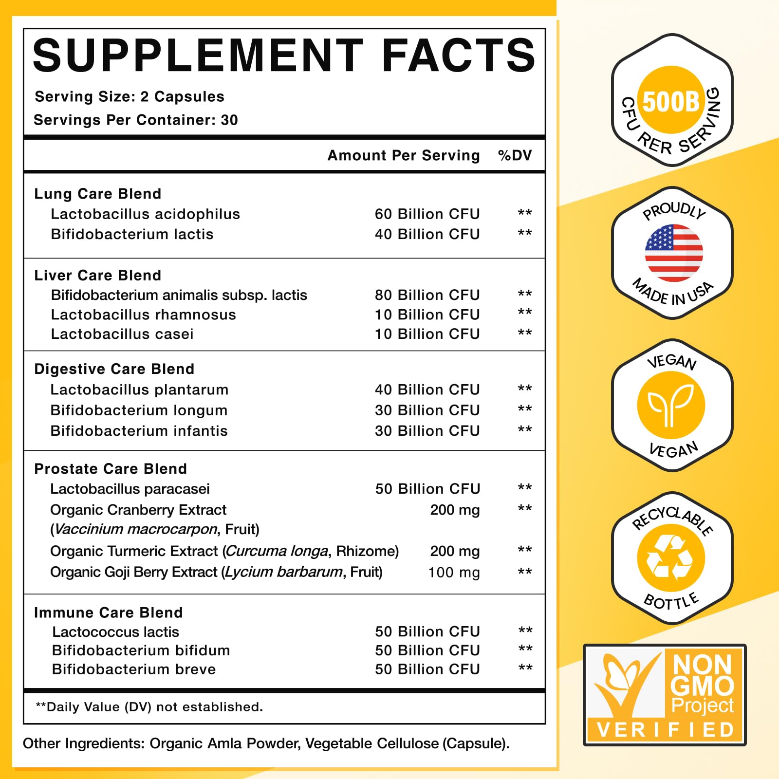 Probiotics for Men, 500 Billion CFUs & 12 Strains Mens Probiotic with Turmeric Cranberry, Goji, Gut Health for Men, for Digestive Health, Gut, Bloating & Gas, Immune, Energy Support, 120-Day Supply RSETU uk supplements