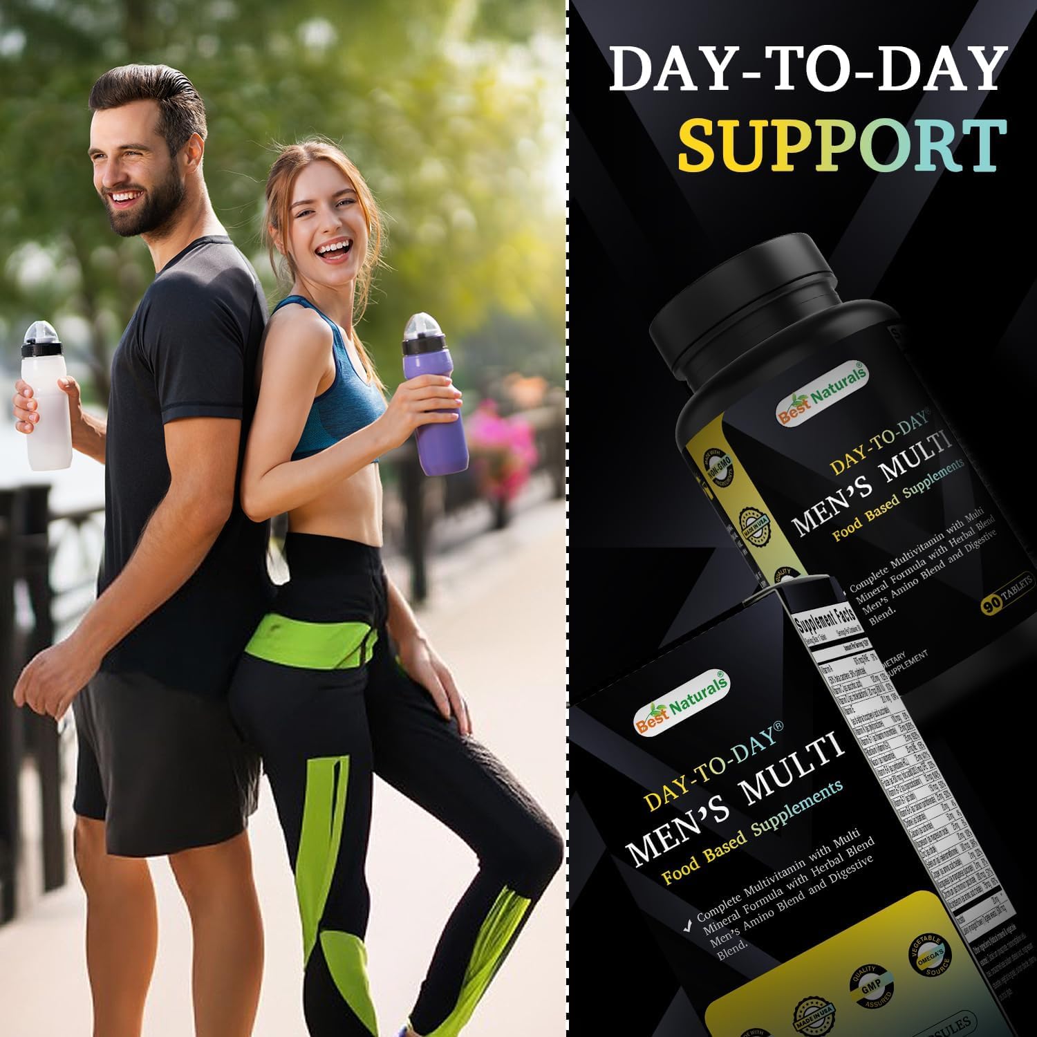 Best Naturals Day-to-Day Men's Multivitamin Food Based Supplement with Vitamin A, L-Arginine, L-Glutamine, L-Lysine- 90 Tablets Best Naturals uk supplements