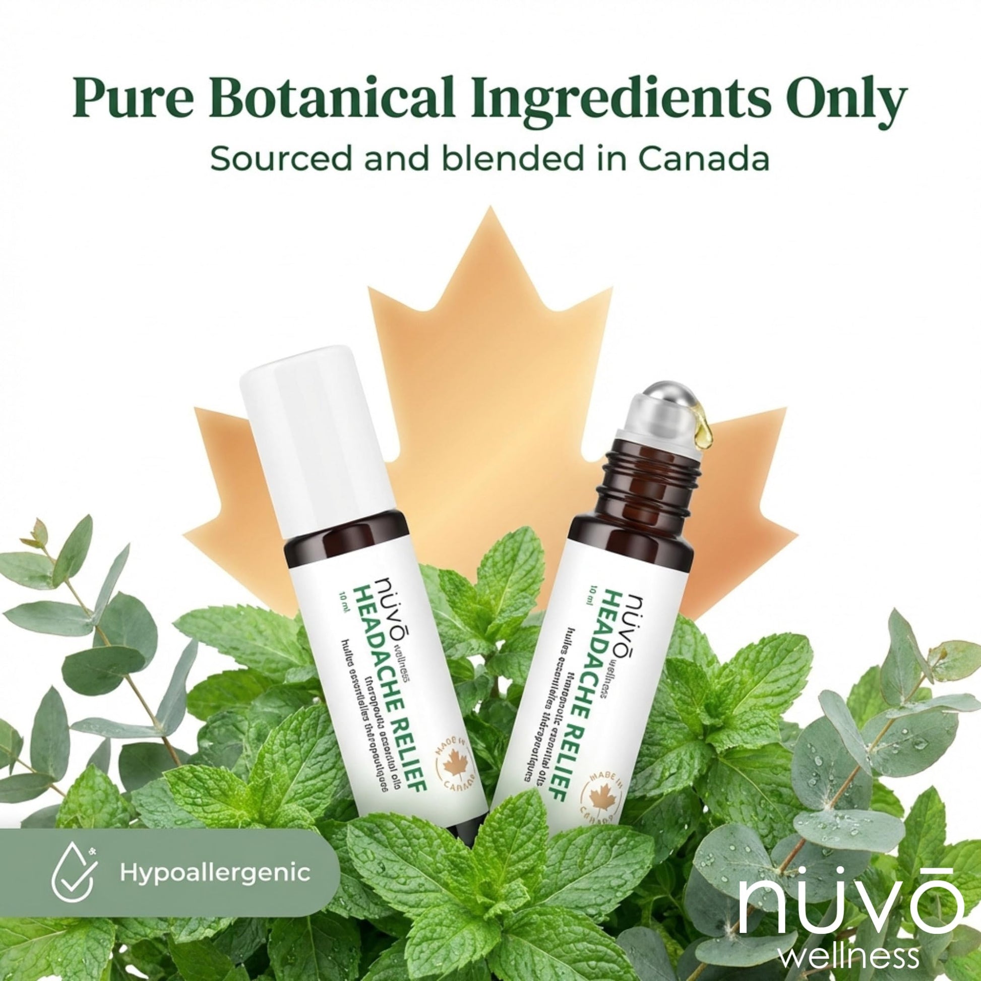 Migraine Relief Roll-On, Made with Peppermint, Lavender, Eucalyptus, & Other Aromatherapy Essential Oils, for Headaches, and Sore Muscles NUVO WELLNESS uk supplements