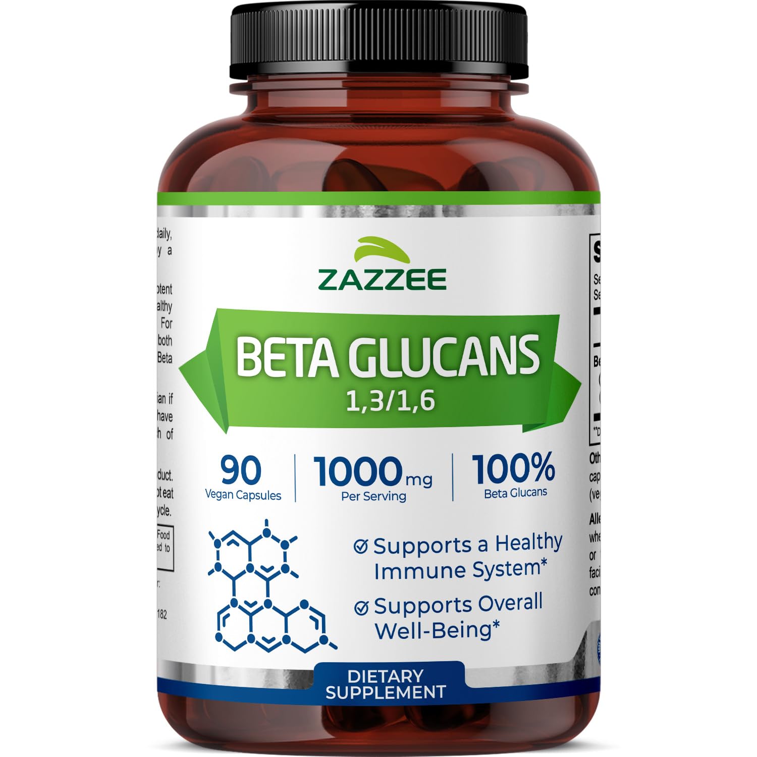 Zazzee Extra Strength 1,3/1,6 Beta Glucans, 1000 mg, 100% Concentrated, 90 Vegan Capsules, Supports a Healthy Immune System, 100% Vegetarian, All-Natural and Non-GMO Zazzee uk supplements