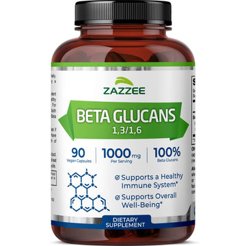 Zazzee Extra Strength 1,3/1,6 Beta Glucans, 1000 mg, 100% Concentrated, 90 Vegan Capsules, Supports a Healthy Immune System, 100% Vegetarian, All-Natural and Non-GMO Zazzee uk supplements