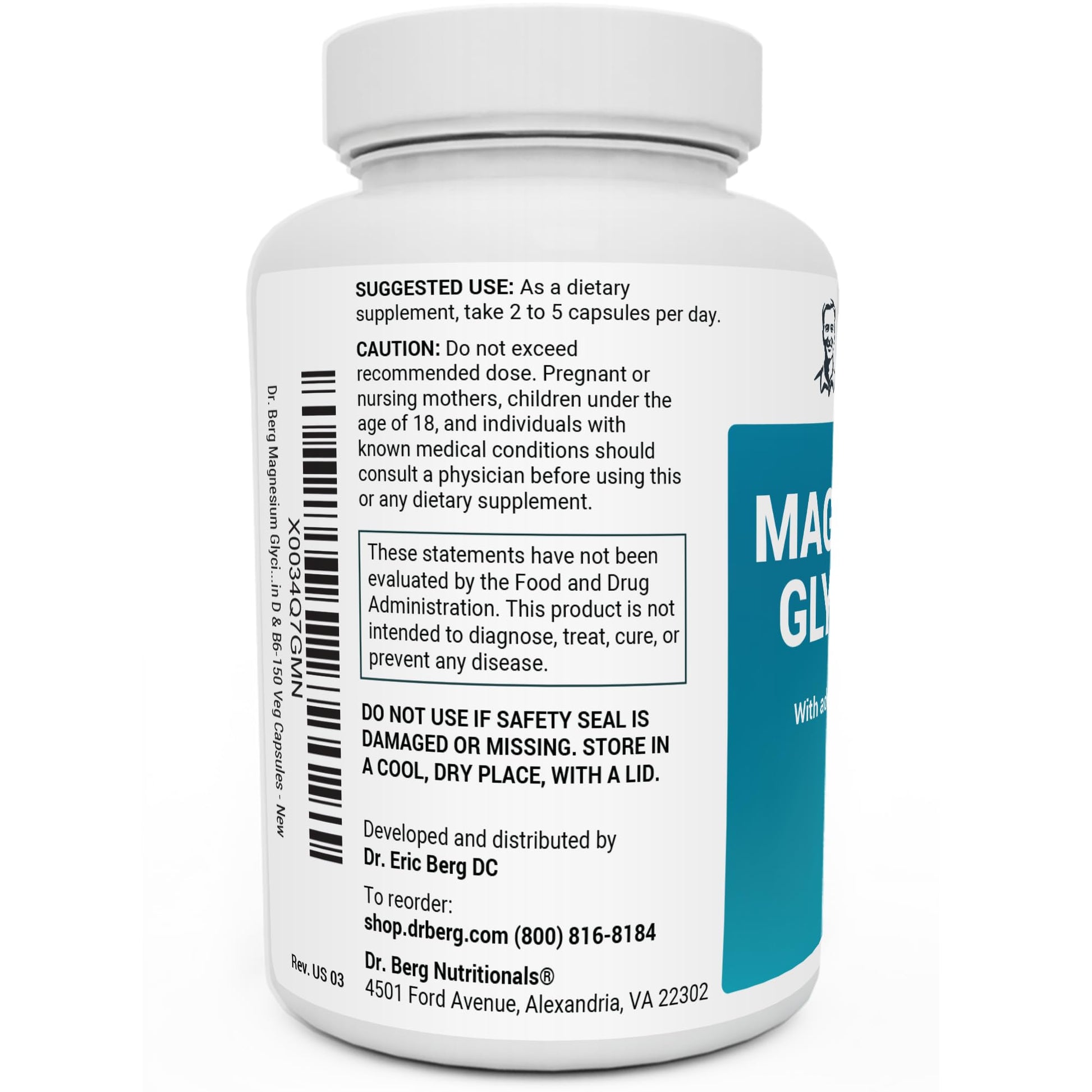 Dr. Berg's Magnesium Glycinate 400mg - Fully Chelated Veg Capsules for Stress Dr. Berg Nutritionals uk supplements