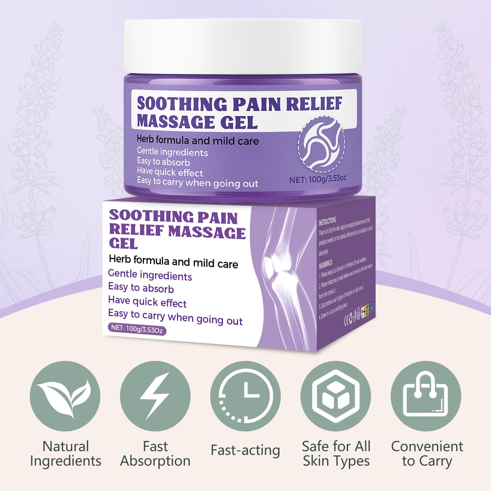 Soothing Massage Gel (100g) - Joint Relief Purple Gel, Natural Ingredients Soothing Relief Cream, Fast-Absorbing Jointgel Cream for Soothing Joint, Shoulder, Knee, Back, Lumbar & Muscle Stiffness Vereclue uk supplements