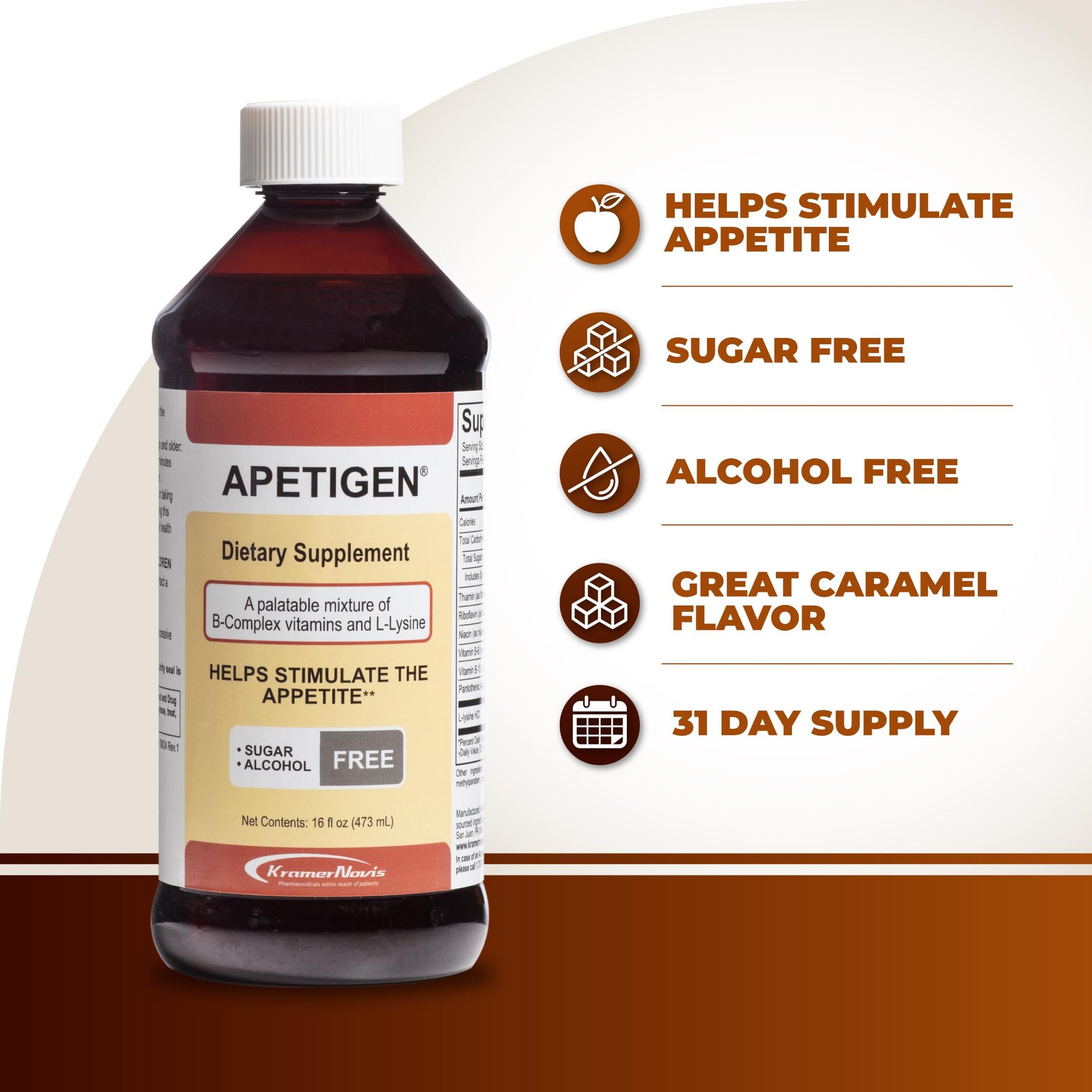 Apetigen Appetite Stimulant for Kids & Adults – Vitamin B-Complex with L-Lysine Liquid – Sugar Free Weight Gain Supplement for Picky Eaters – Caramel Flavor, 16oz Apetigen uk supplements