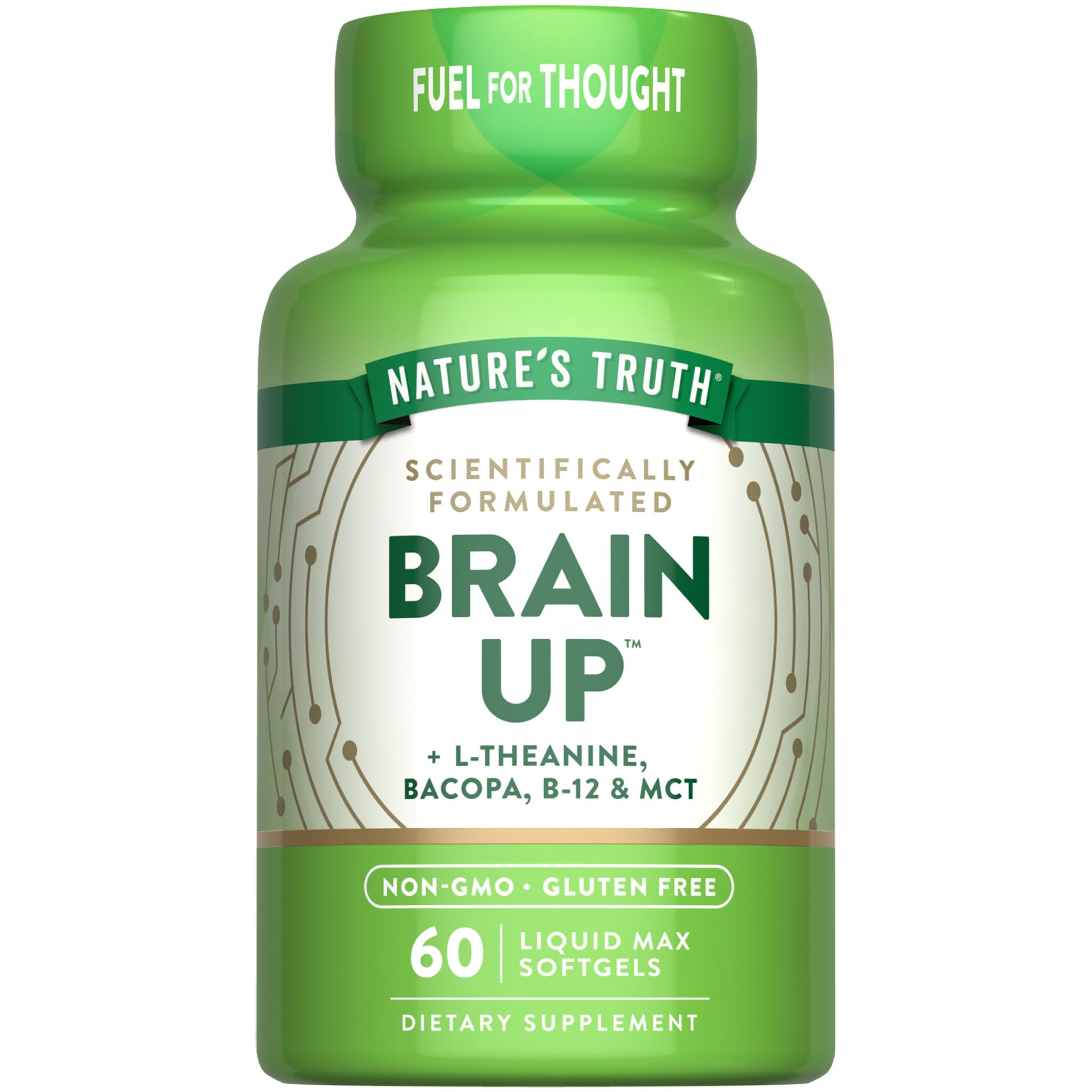 Nature's Truth Brain Up Softgels | 60 Count | with L-Theanine, Bacopa, B-12 & MCT | Non-GMO and Gluten Free Supplement Nature's Truth uk supplements