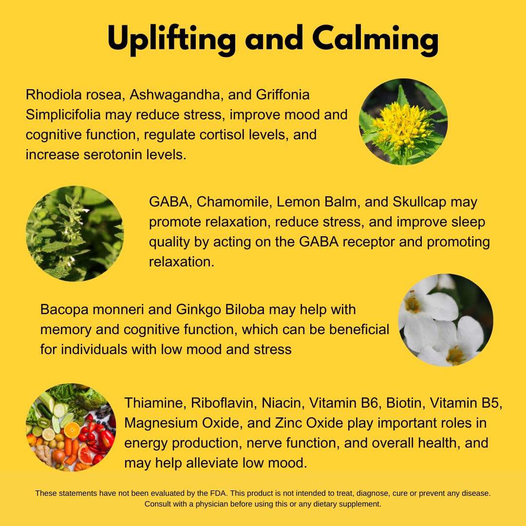 4BETTERMOOD Positivity & Stamina Capsule (30ct) Premium Mood Supplement - Enhance Mood & Promote Emotional Balance - Rhodiola, L-Theanine. Bocopa monnnieri, Velvet Bean, Skull Cap & Ashwaganda. 4BETTERMOOD Positivity & Stamina uk supplements
