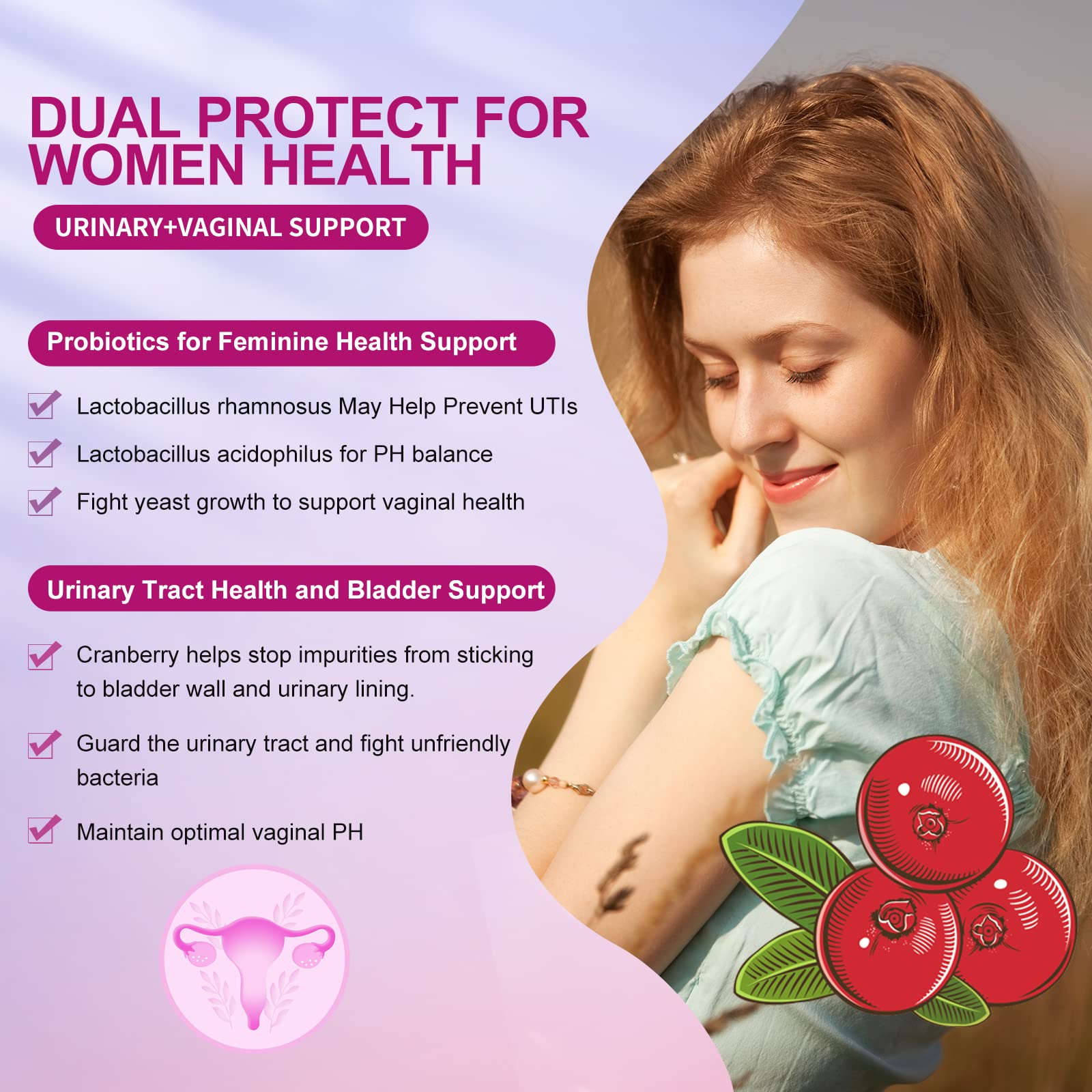 OMOGS Women's Probiotic,with Cranberry Extract and Organic Prebiotics,90 Billion CFUs OMOGS uk supplements