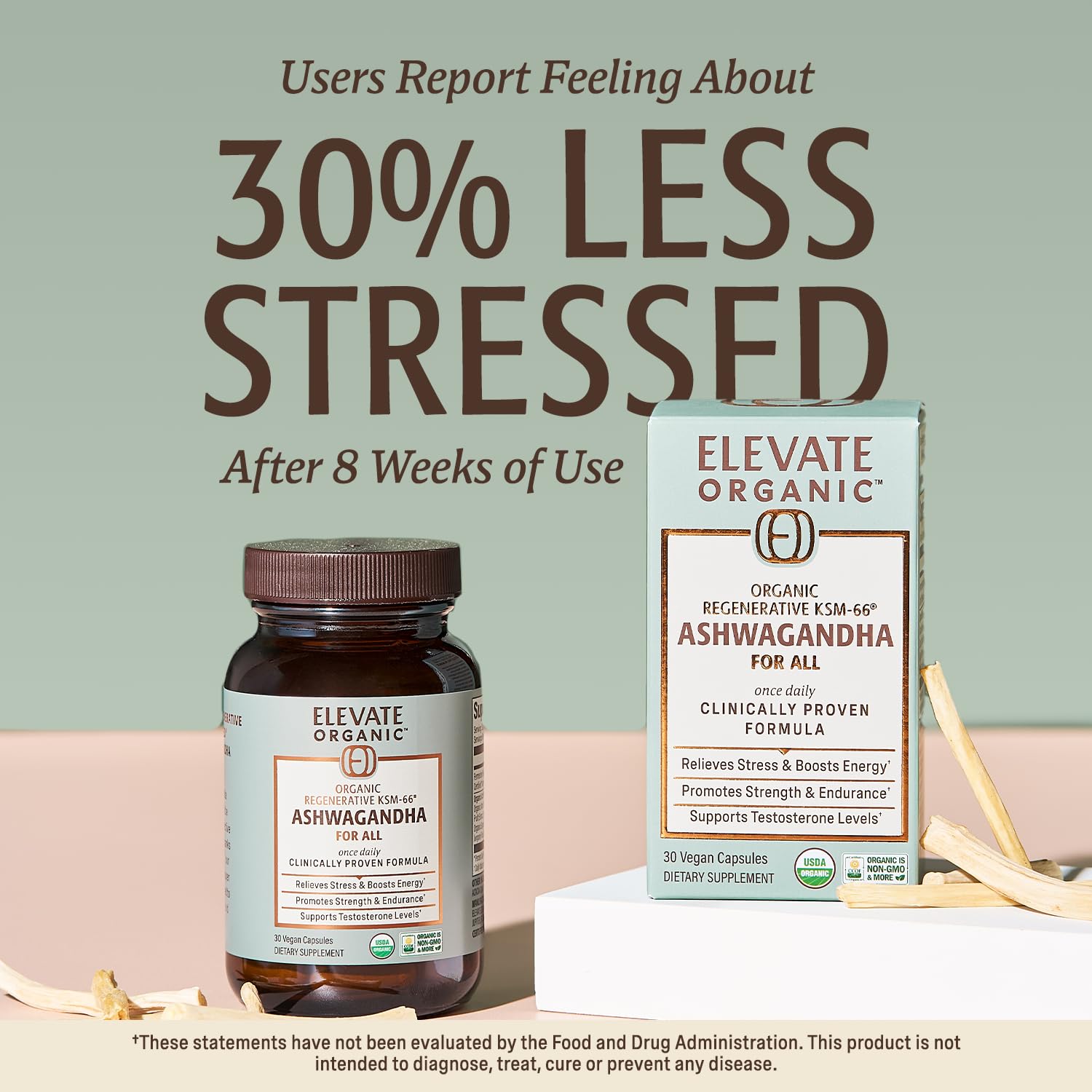 ELEVATE ORGANIC Regenerative Fermented KSM-66 Ashwagandha Vegan Capsules with Acti Veda™ (600mg, 30 Servings), Up to 150% More Effective Than KSM-66 Alone ELEVATE ORGANIC uk supplements