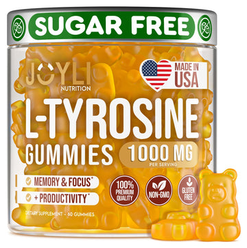 Joyli L Tyrosine Gummies 1000MG - L-Tyrosine Supplement for Kids & Adults - Calm & Focus Gummies for Brain, Memory, Mood, and Energy - 500mg L- Tyrosine Powder per Gummy - Vegan, Gluten-Free JOYLI Nutrition uk supplements