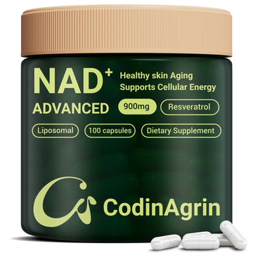 CodinAgrin NAD+ Supplement with Resveratrol 900mg Nicotinamide Adenine Dinucleotide Complex for Cellular Energy Repair, Anti-Aging & Mental Clarity Support, Non-GMO, Vegetarian Friendly, 100 Capsules CodinAgrin uk supplements
