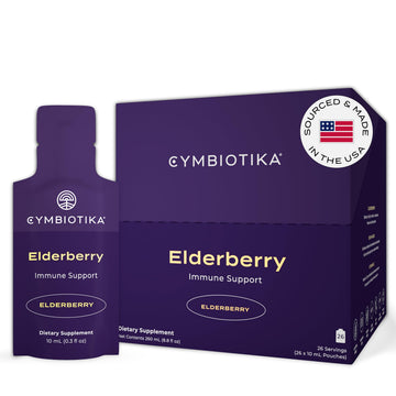 CYMBIOTIKA Adults Elderberry Boost Supplement – Organic Elderberry with Vitamin E for Immune Support – Gluten-Free, Vegan, Keto (Pack of 26) CYMBIOTIKA uk supplements