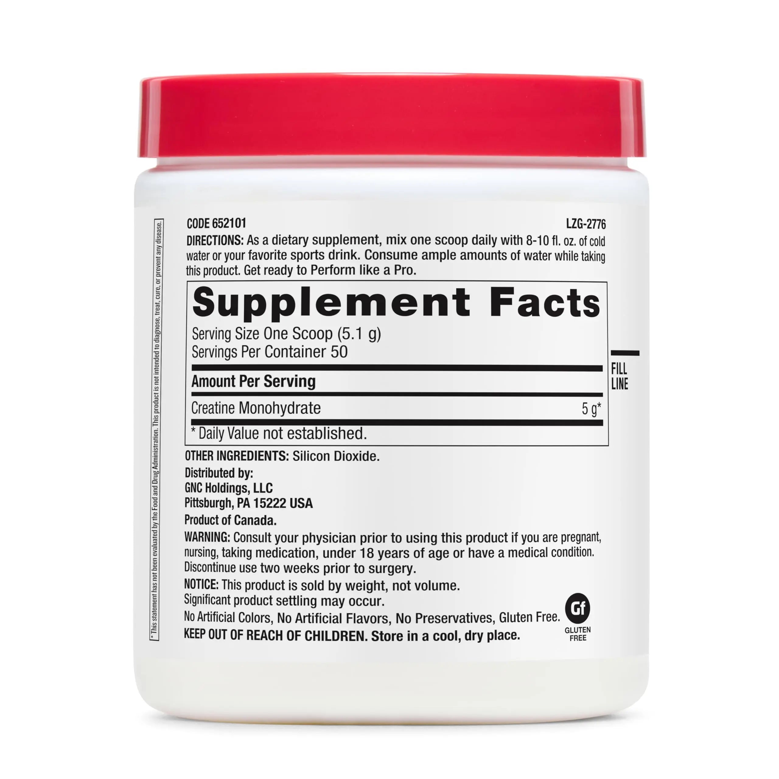 GNC Pro Performance Creatine Monohydrate Powder for Women & Men, 5g Creatine Per Serving, Muscle Building, Energy Production, Endurance, Performance, 50 Servings GNC uk supplements