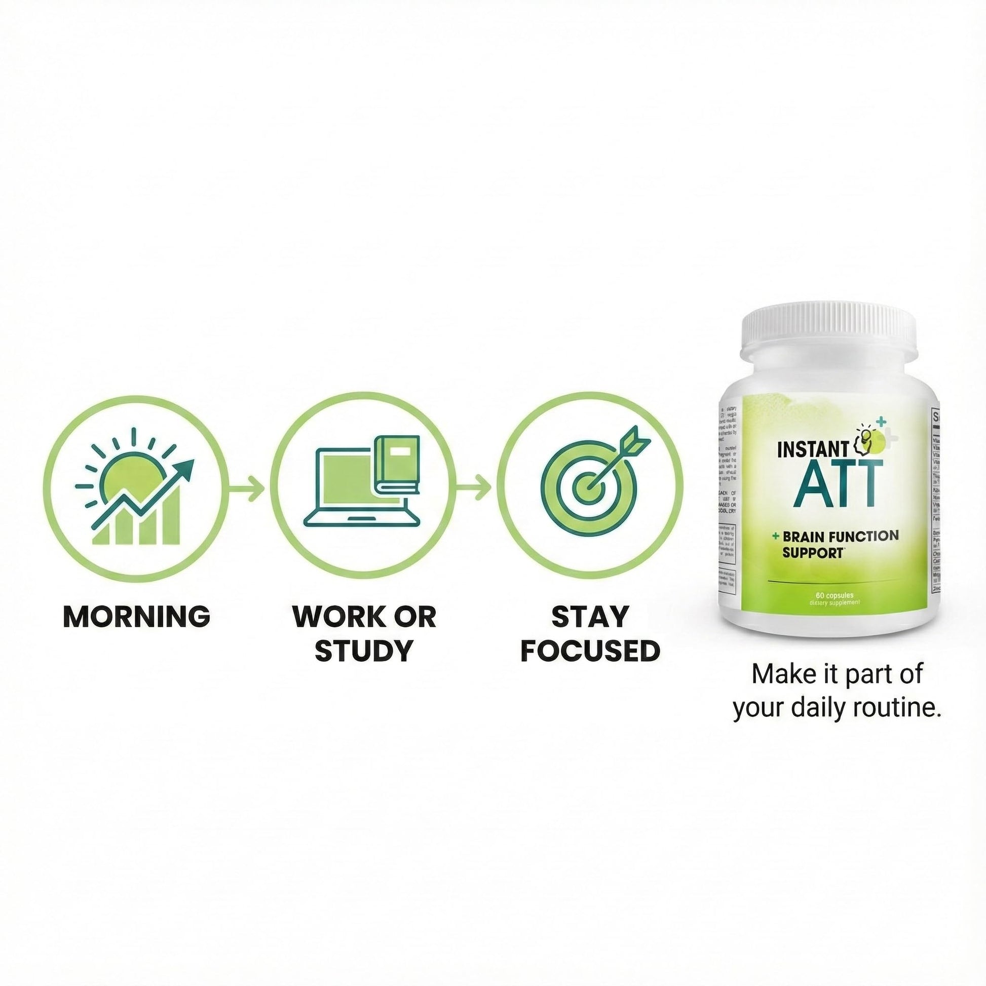 InstantATT - 7-in-1 Caffeine Free Nootropic All-Natural Brain, Focus, Memory Supplement (60 Capsules) Instant Brands uk supplements