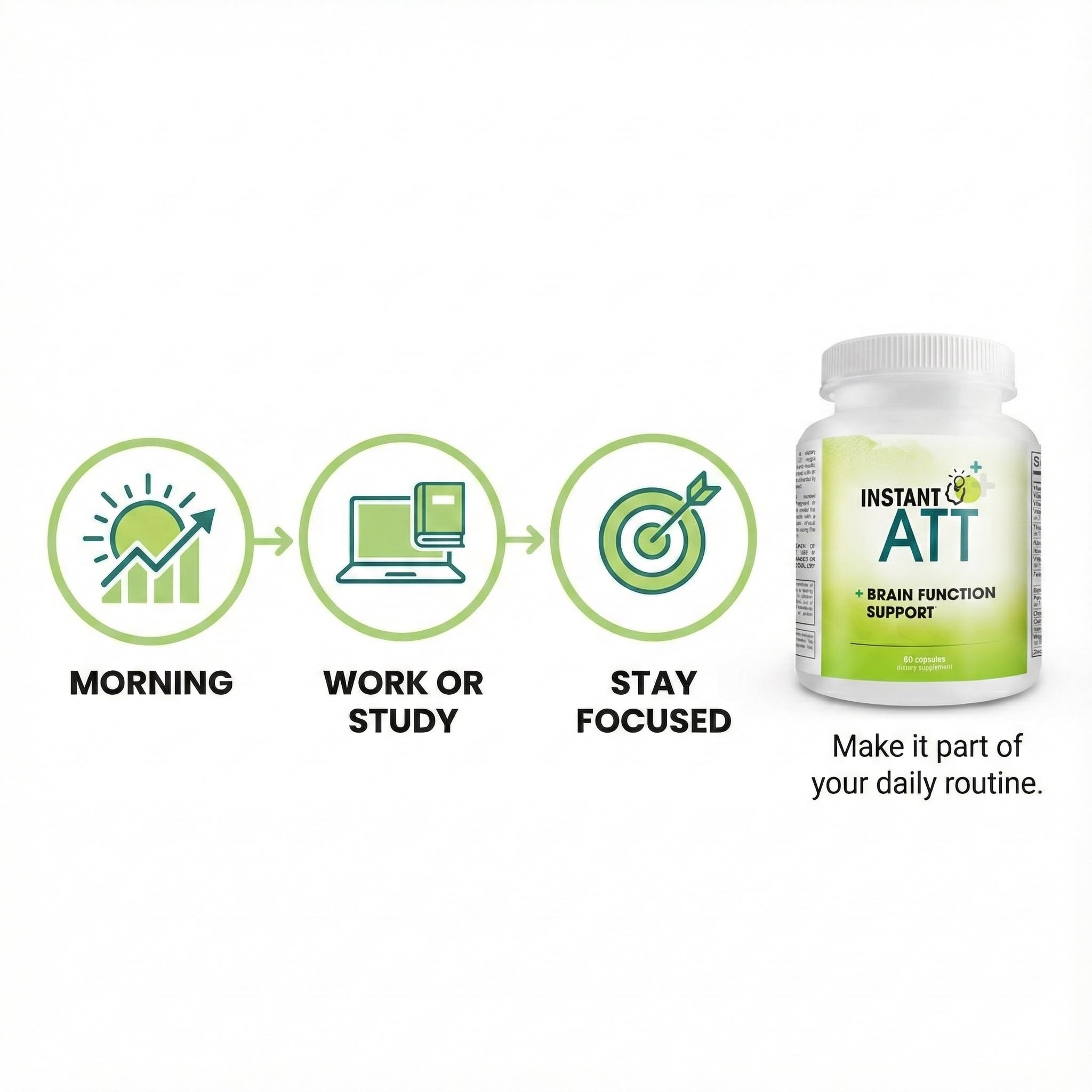 InstantATT - 7-in-1 Caffeine Free Nootropic All-Natural Brain, Focus, Memory Supplement (60 Capsules) Instant Brands uk supplements