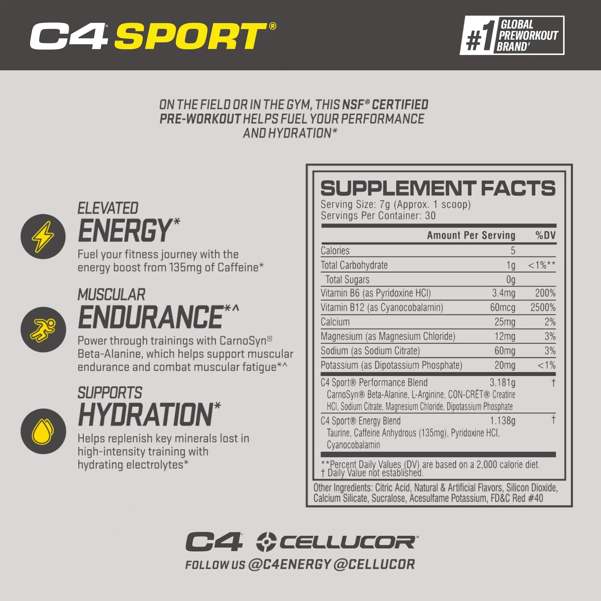 Cellucor C4 Sport Pre Workout Powder Fruit Punch - NSF Certified for Sport | 30 Servings, Packaging may vary. C4 uk supplements