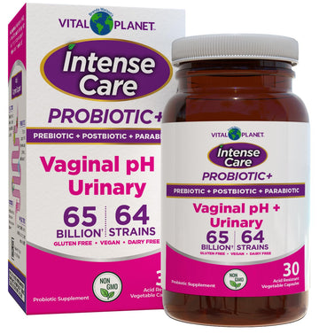 Vital Planet - Intense Care Vaginal pH & Urinary Probiotics, Prebiotics, Postbiotics, Parabiotics, 4-in-1 Refrigerated Supplement for Adults, 65 Billion CFU, 64 Strains, Digestive and Immune, 30 ct Vital Planet uk supplements