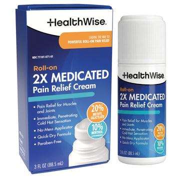 HealthWise 2X Medicated Roll-On | 10% Menthol + 20% Methyl Salicylate | Pain Relief Cream | 3 oz. 88.5 mL | Quick-Dry Formula | Immediate Penetrating Action | Topical Analgesic HealthWise uk supplements