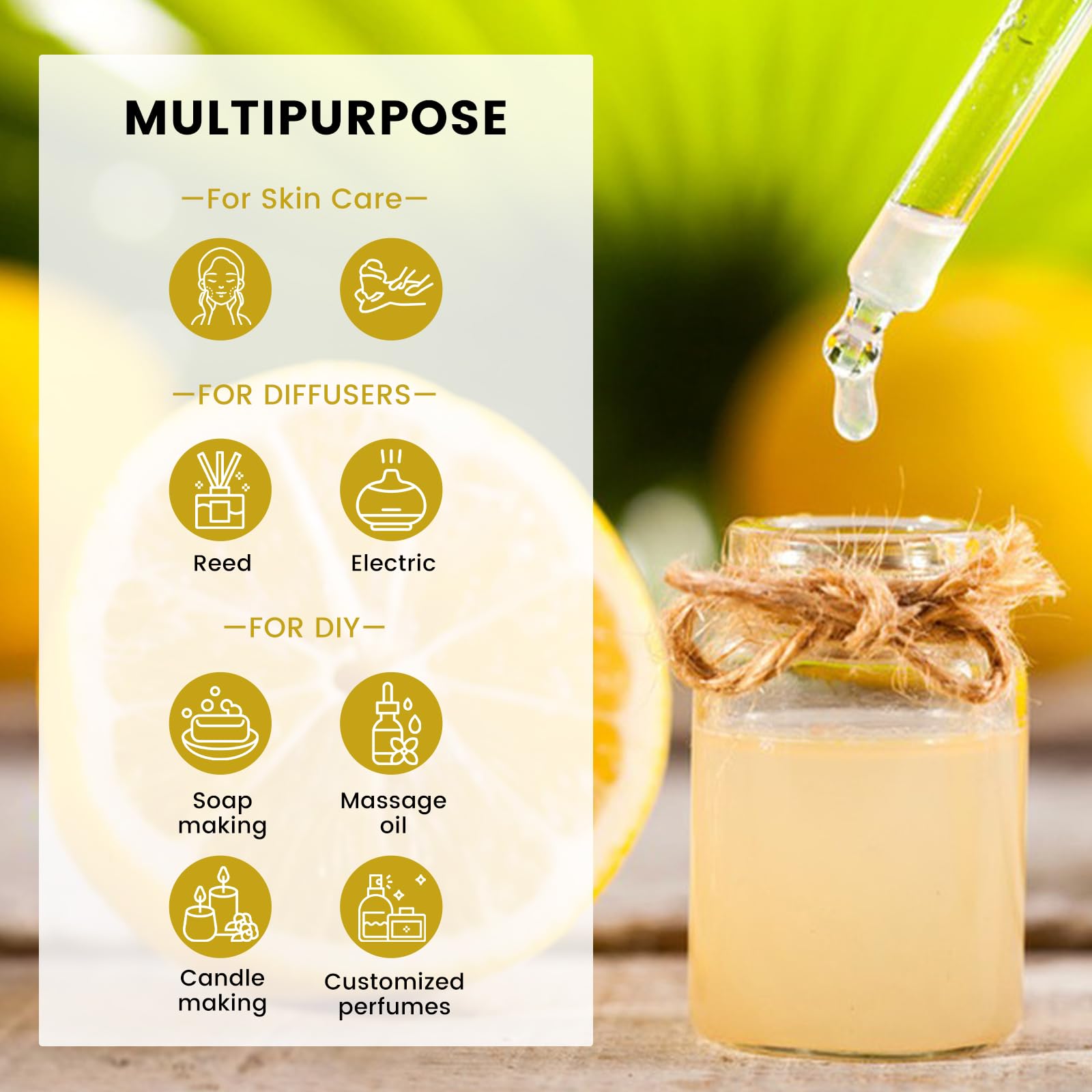 yethious Lemon Essential Oil Lemon Essential Oill for Diffuser, Perfume, Body, Skin, Hair, Candle Soap yethious uk supplements