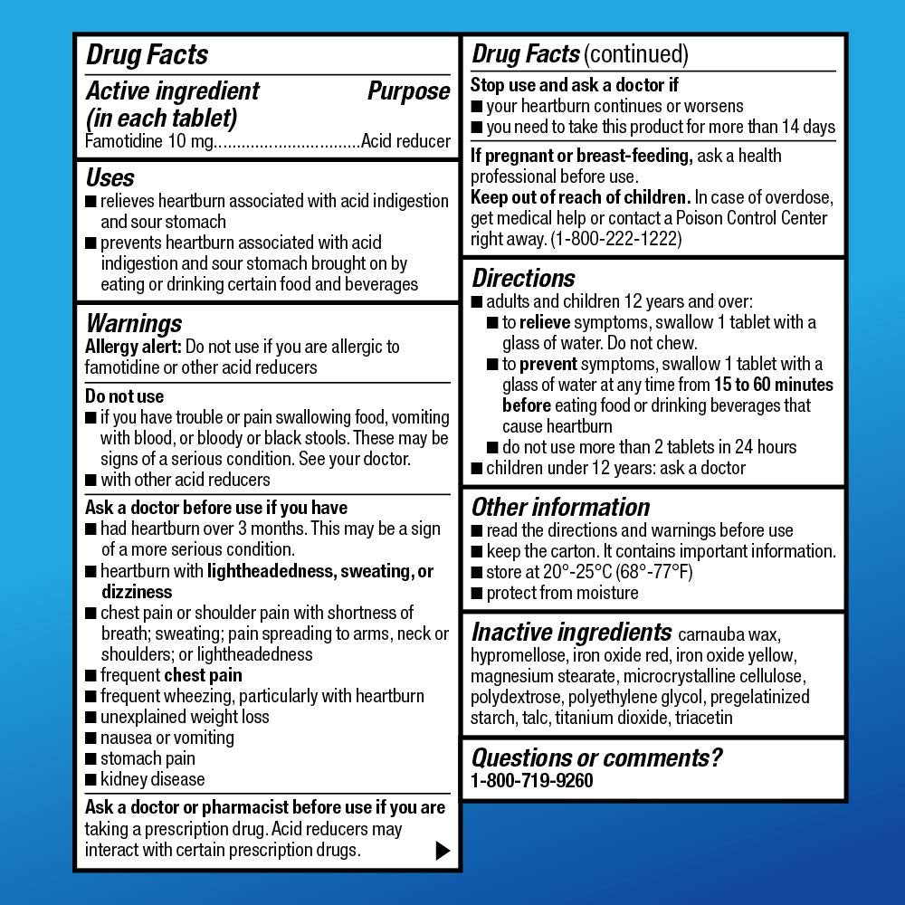 Amazon Basic Care Original Strength Famotidine Tablets, 10 mg, Acid Reducer, Heartburn Medicine, Prevents & Relieves Heartburn, Acid Indigestion Relief, 90 Count Amazon Basic Care uk supplements