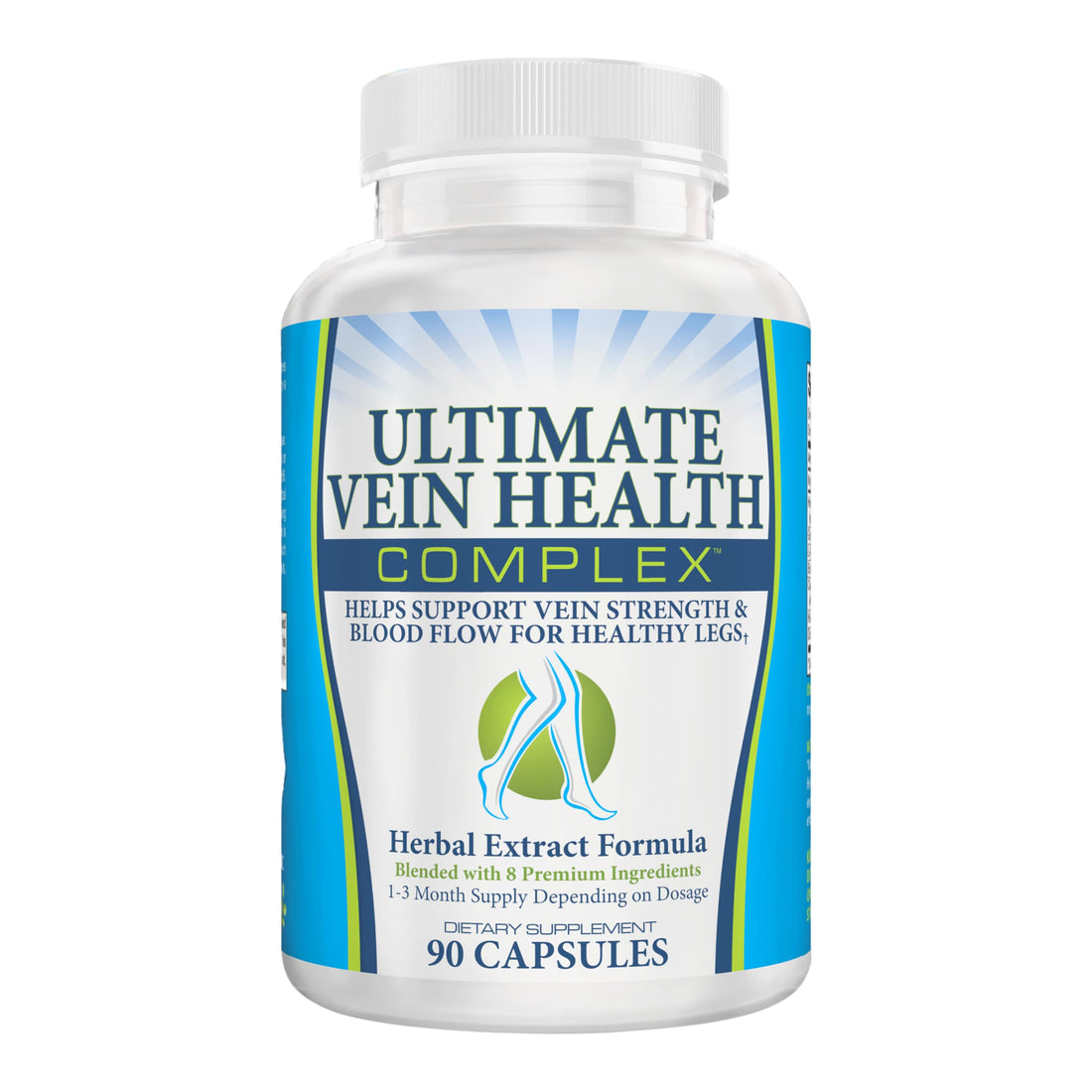8-in-1 Vein & Leg Health Circulation Support Supplements | Leg + Vein Formula | Circulatory Support Supplement | 1-Month Supply | 90 Capsules Elevate Recovery Supplements uk supplements