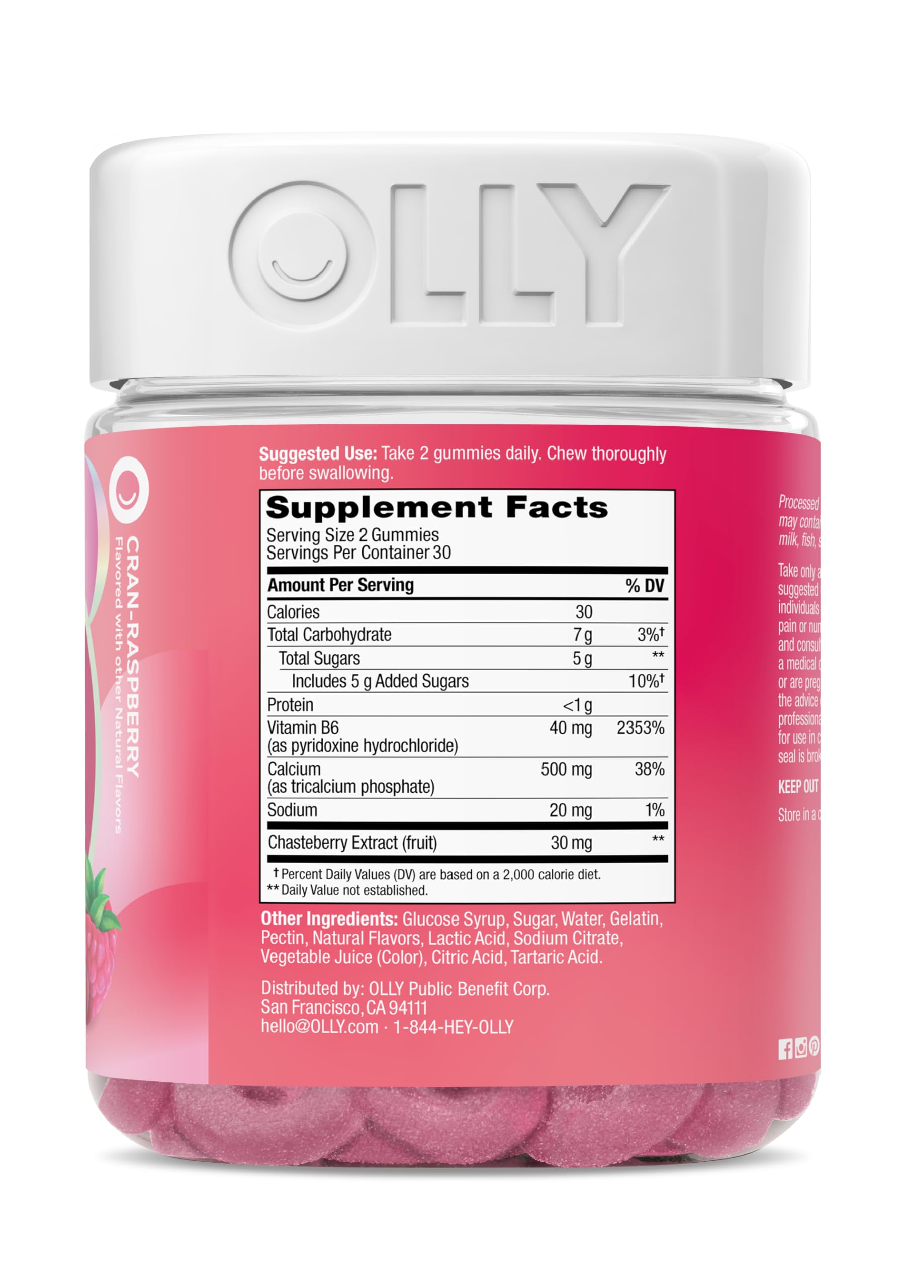 OLLY Period Hero Gummies, PMS Support Supplement,* Chasteberry, Vitamin B6, Calcium, Cran-Raspberry Flavor, 30 Day Supply - 60 Count OLLY uk supplements