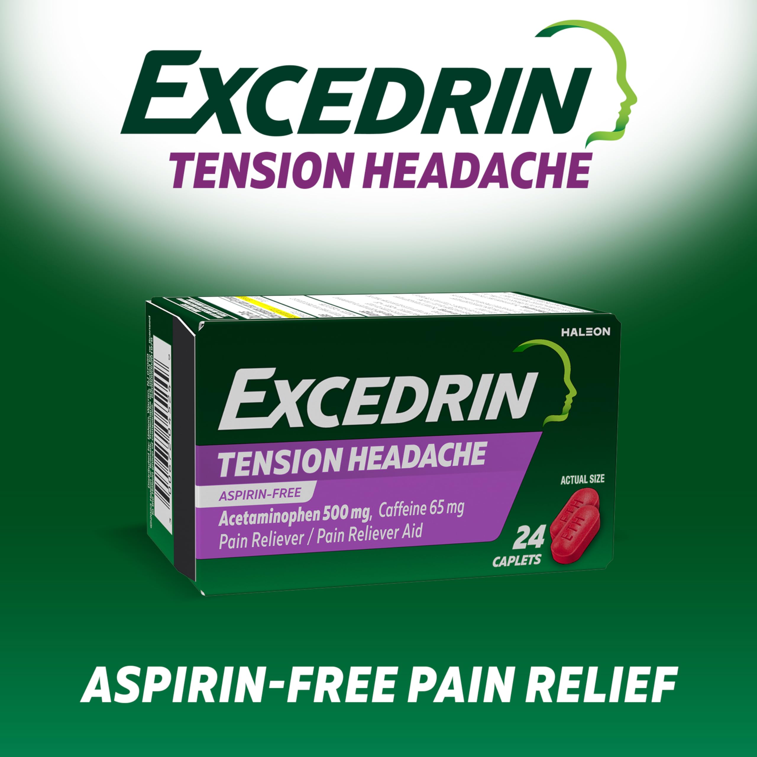 Excedrin Tension Headache Relief Caplets Without Aspirin for Head, Neck and Shoulder Pain Relief - 100 Count Excedrin uk supplements