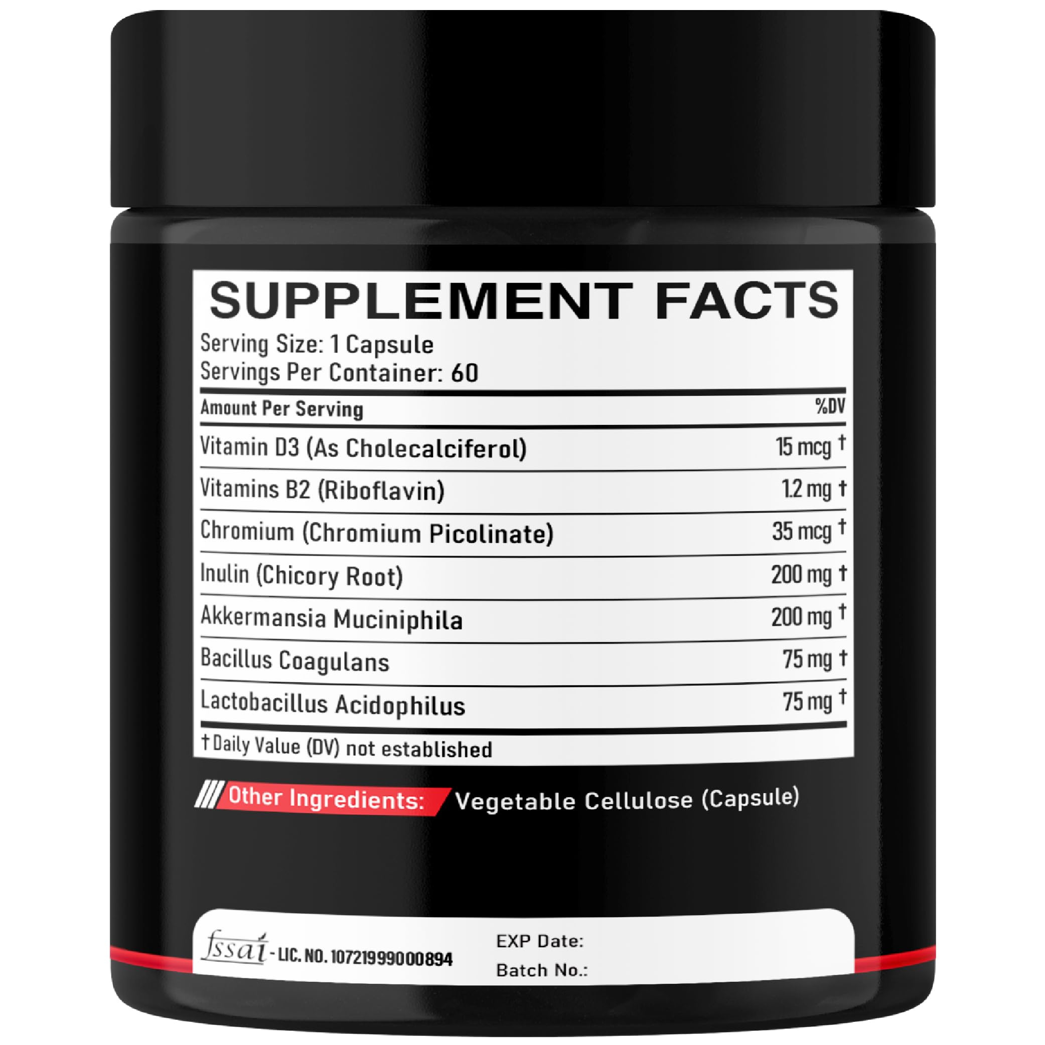 DEDICAD Akkermansia Probiotic for Increases GLP-1 - Contains Inulin, Bacillus Coagulans, Lactobacillus Acidophilus & Chromium - 60 Days Supply - 60 Capsules DEDICAD uk supplements