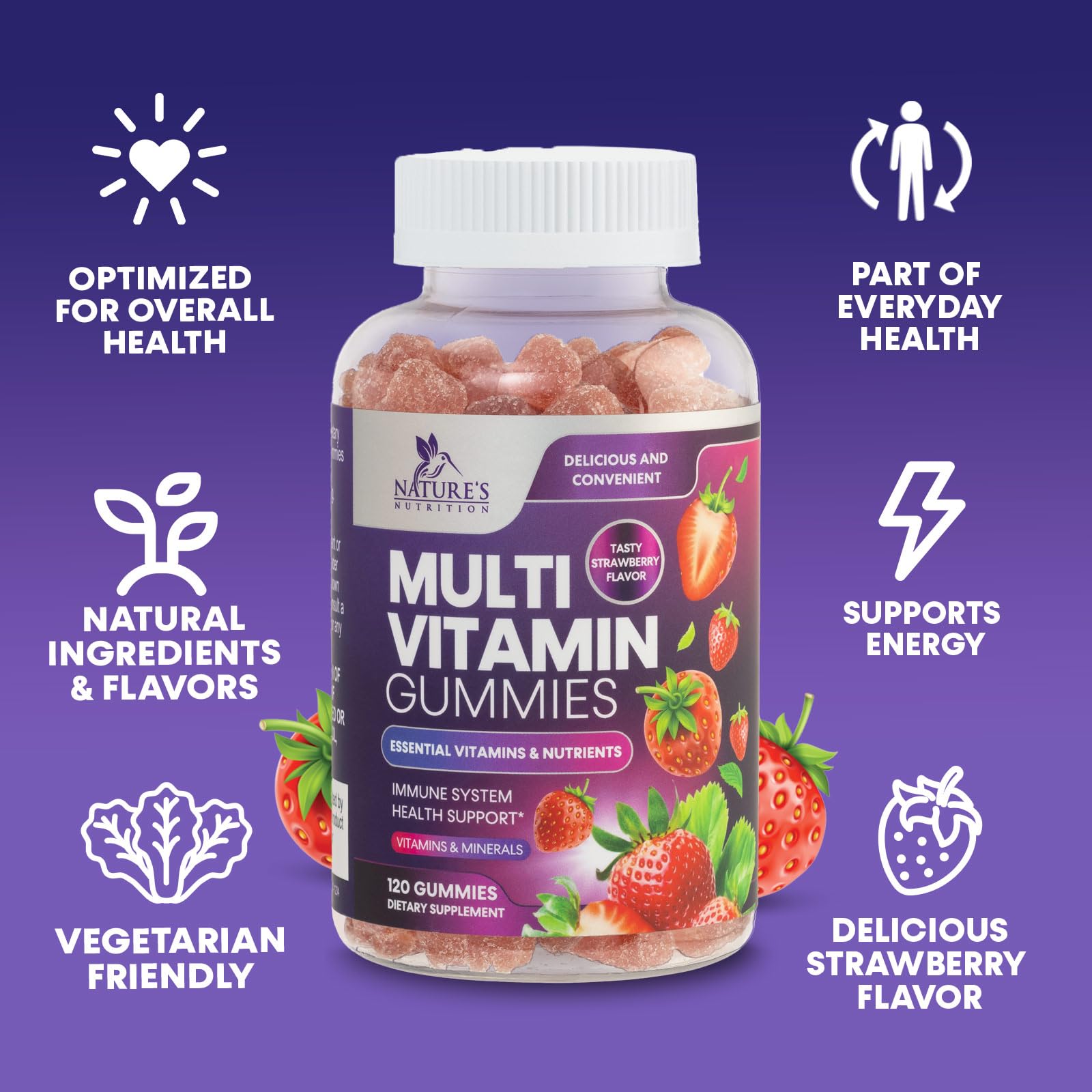 Multivitamin Gummies for Adults - Daily Adult Multivitamins Gummy with Vitamins A, C, D, B12 for Women & Men Nature's Nutrition uk supplements