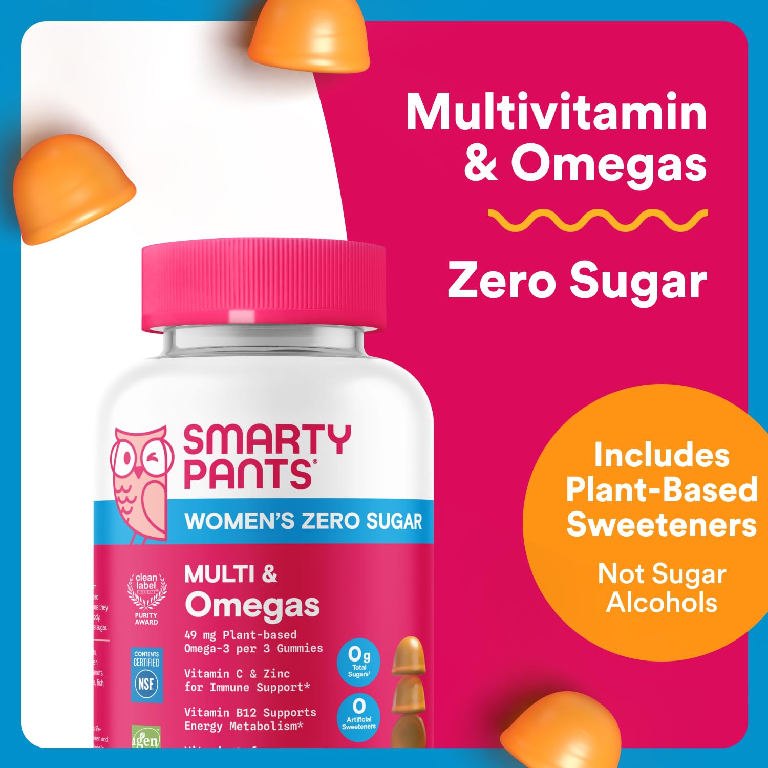 SmartyPants Zero Sugar Women’s Multivitamin Gummies: Biotin, Methylfolate, Omega 3 (ALA), Vitamin D3, C, Vitamin B12, B6, A, K, Zinc, Inositol SmartyPants uk supplements