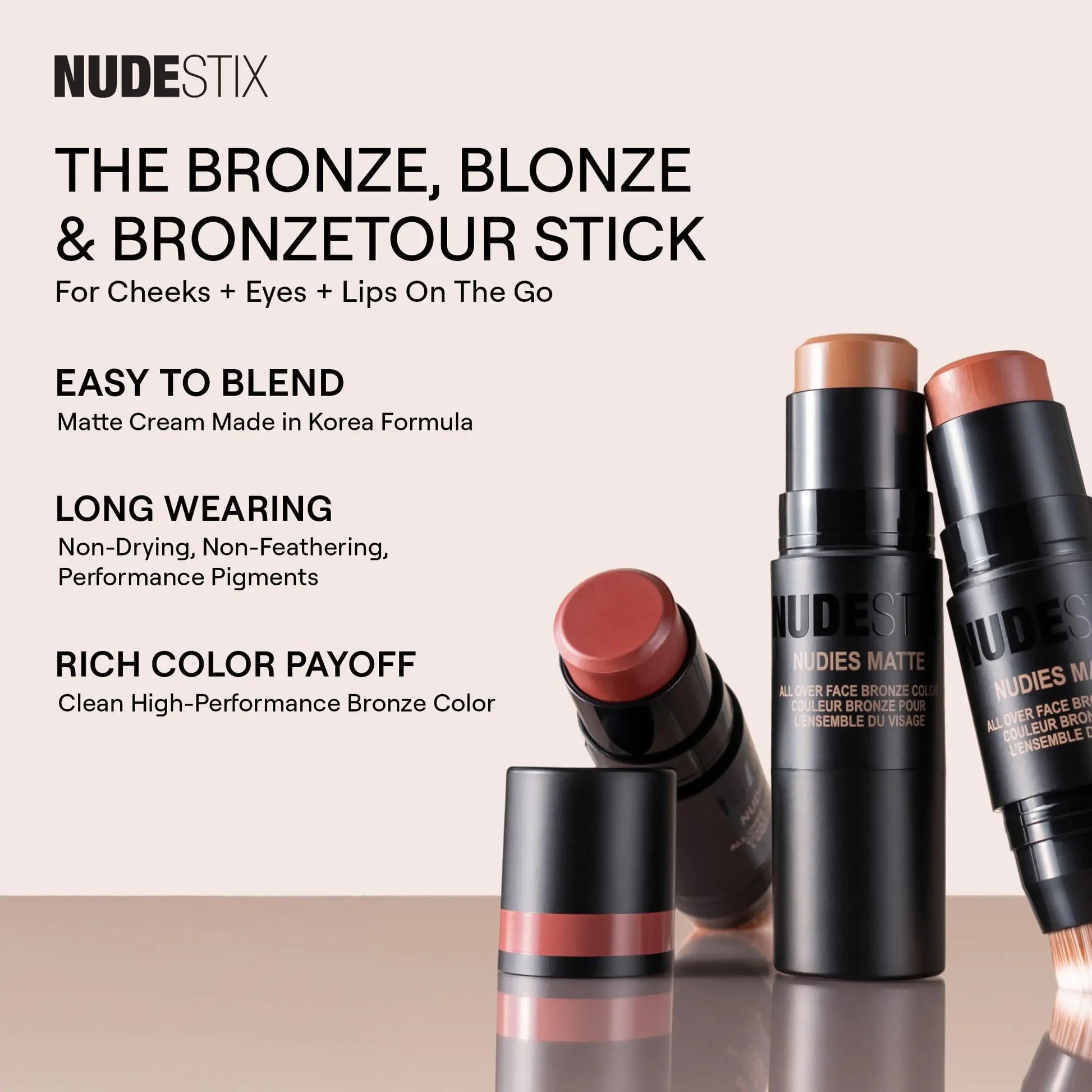 Nudestix Nudies Bronze All Over Matte Bronzing Stick – 3-in-1 Cream Bronzer for Cheeks, Eyes & Lips with Built-In Brush | Natural Contour & Sun-Kissed Glow | Bondi Bae Nudestix uk supplements
