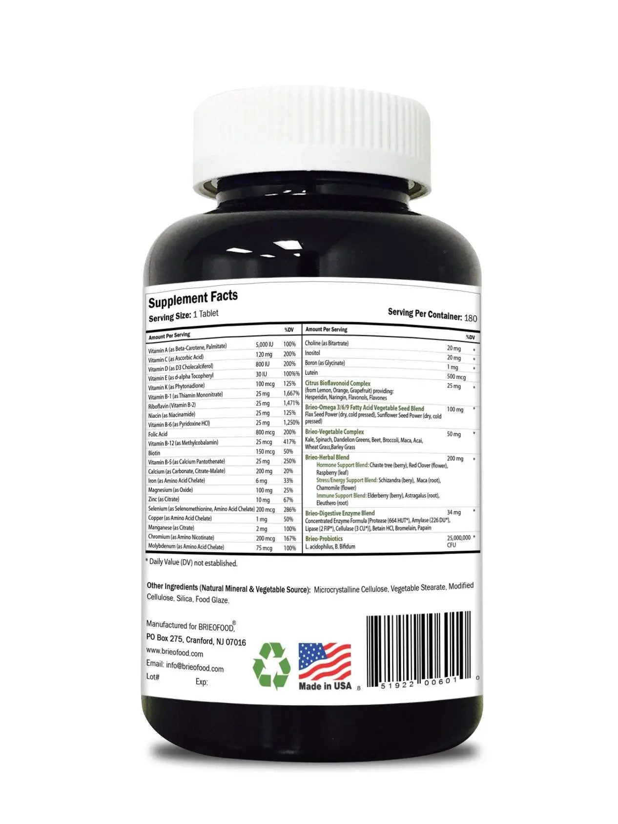 Briofood, Day-to-Day Food Based Women's Multi (180 Tablets) with Vegetable Source Omegas Brieofood uk supplements