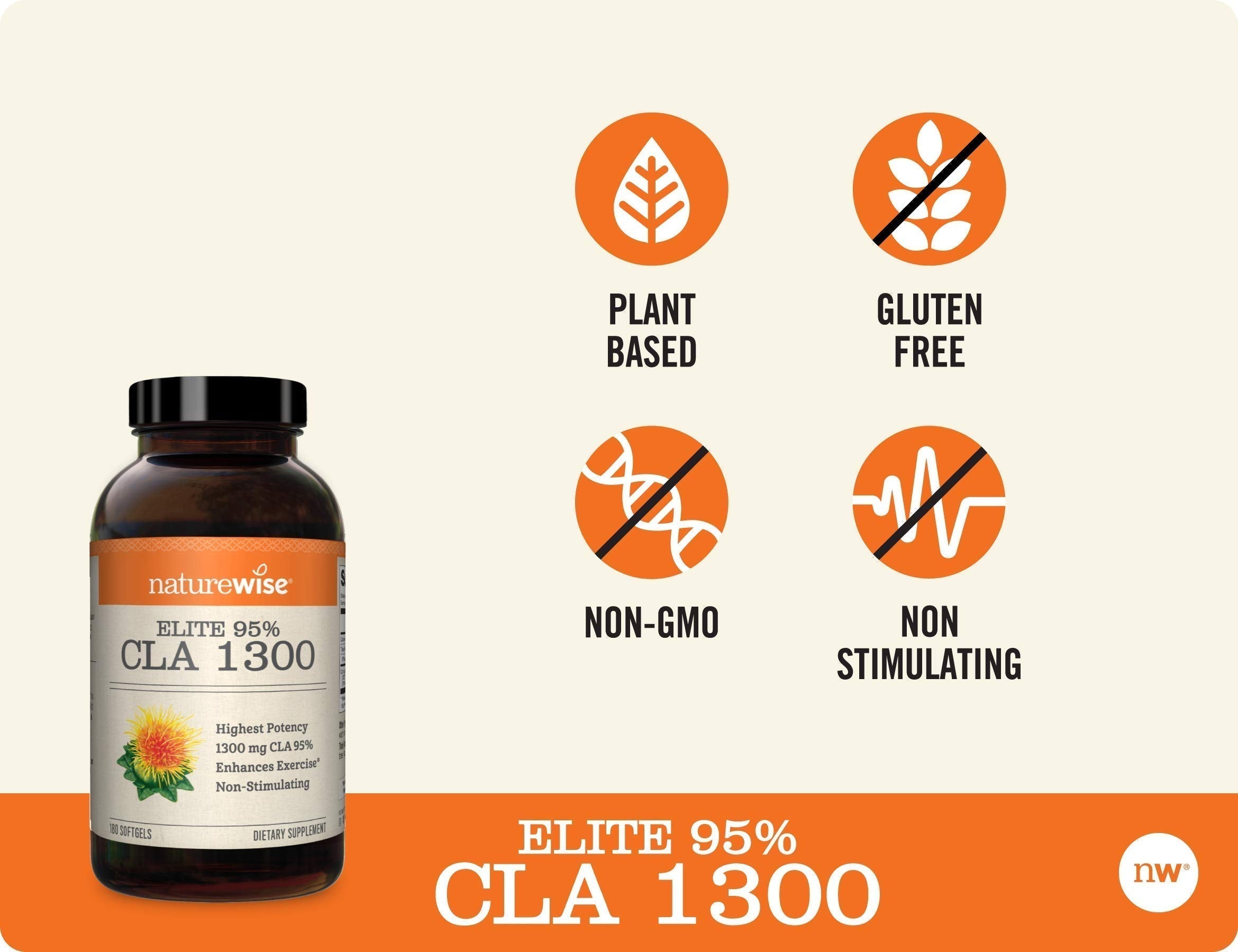 NatureWise Elite CLA 1300 Maximum Potency, 95% CLA Safflower Oil Workout Supplement NatureWise uk supplements